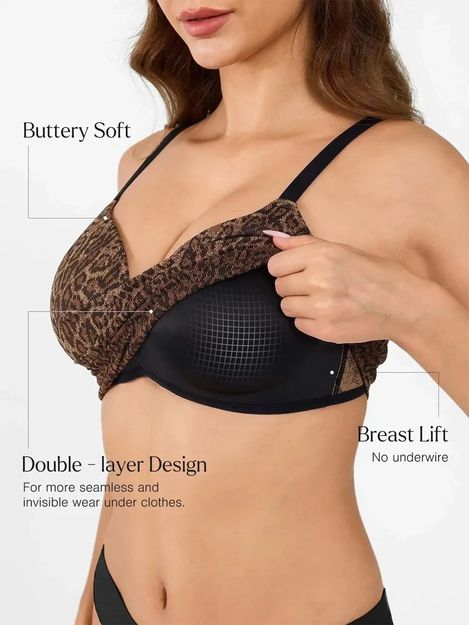 Popilush Seamless Wireless Leopard Shaping Push Up Bra - Image 3