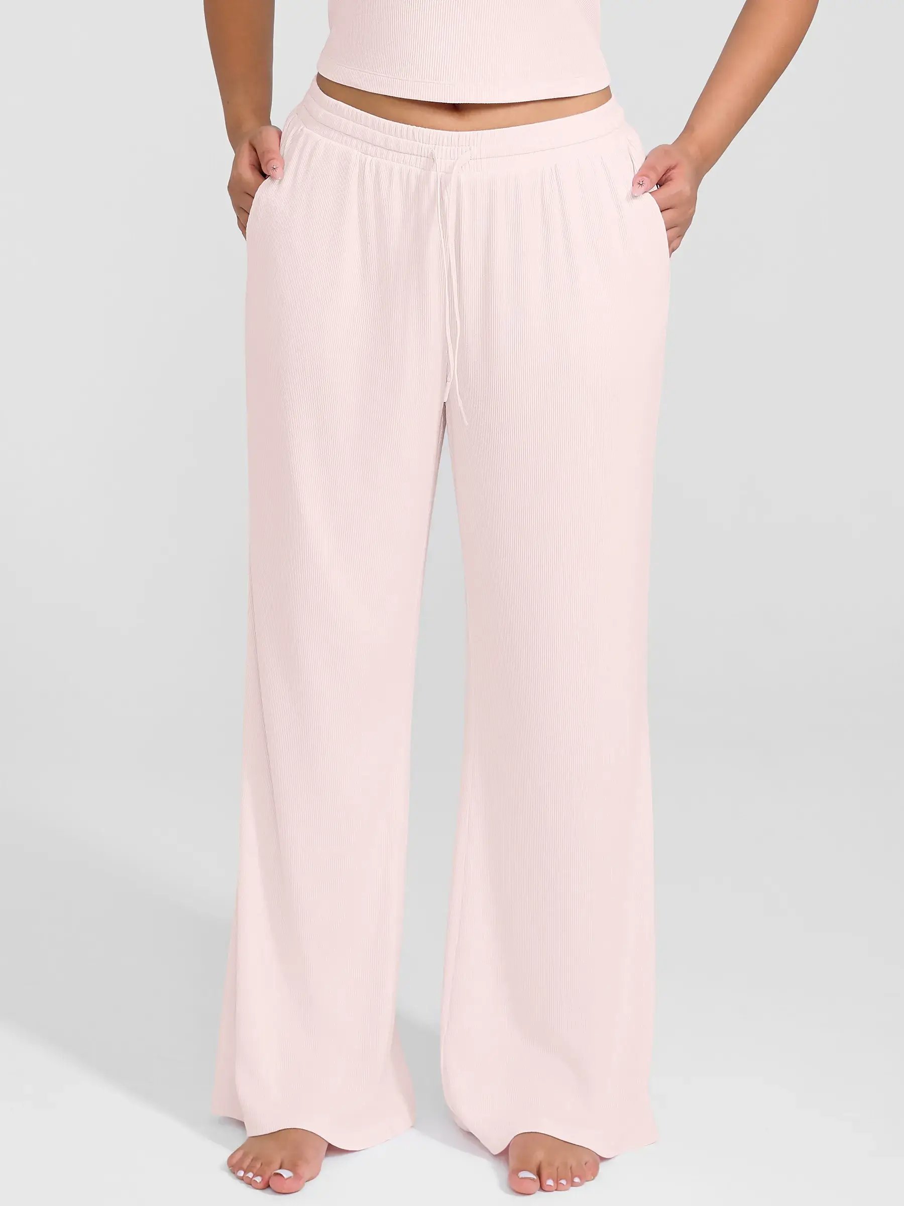 Ribbed Wide-Leg Soft Lounge Pants - Image 2