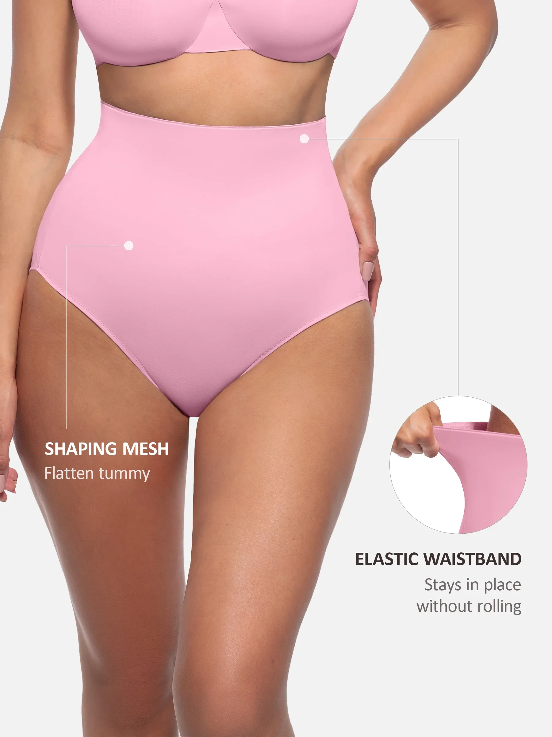 Built-in Elastic Mid-Waist Shaping Panties - Image 10