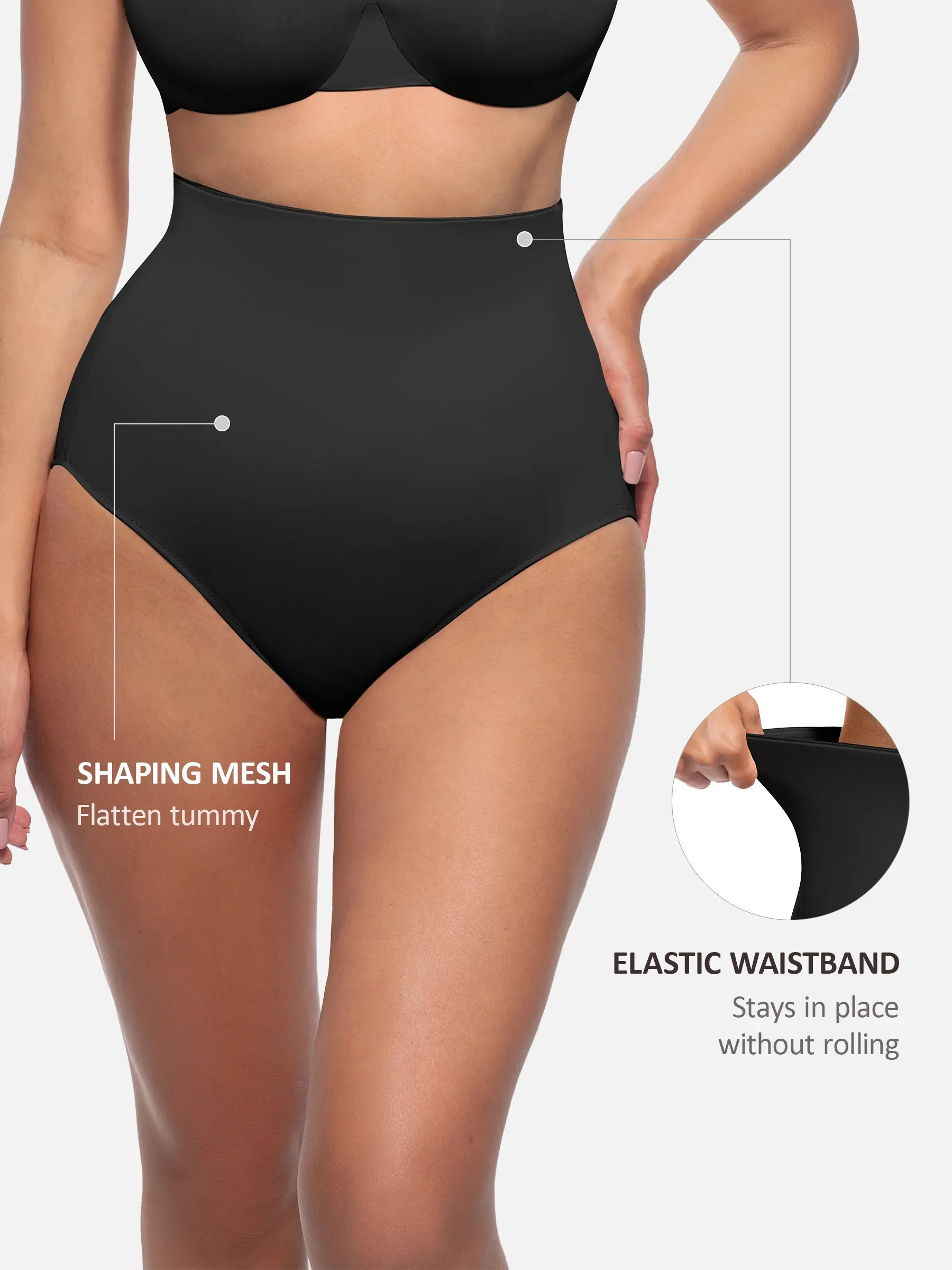 Built-in Elastic Mid-Waist Shaping Panties - Image 18