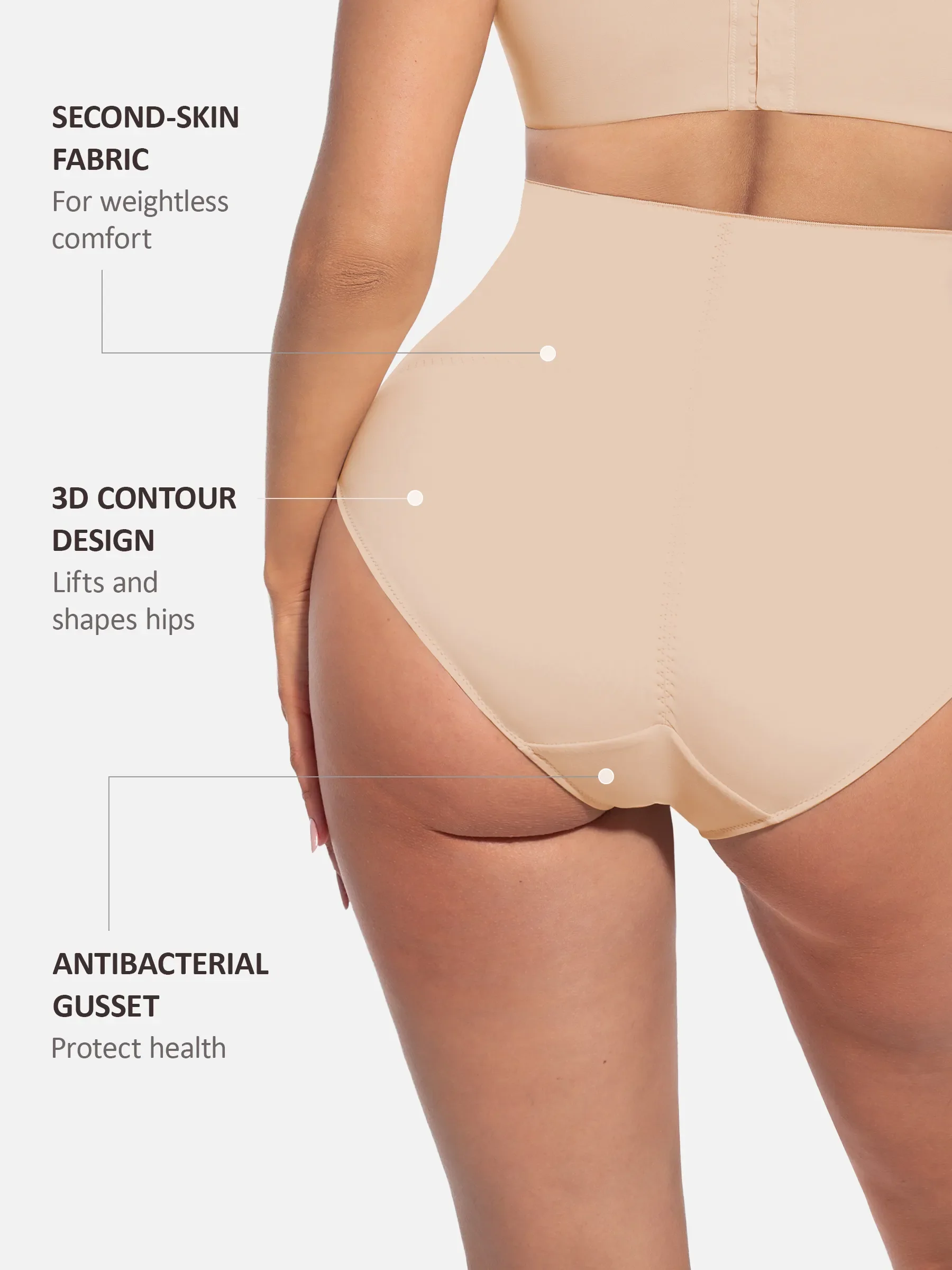 Built-in Elastic Mid-Waist Shaping Panties - Image 3