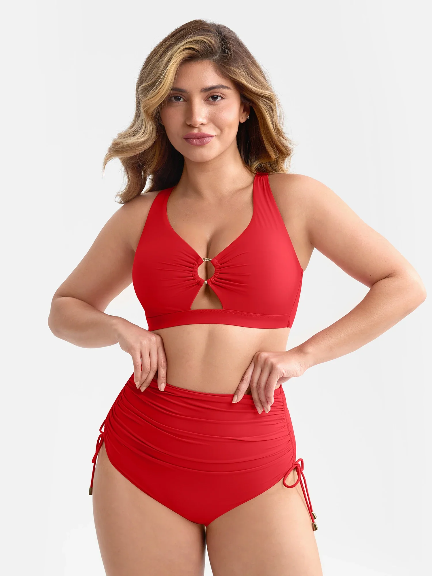 Tummy Control Drawstring Bikini Swimsuit - Image 8