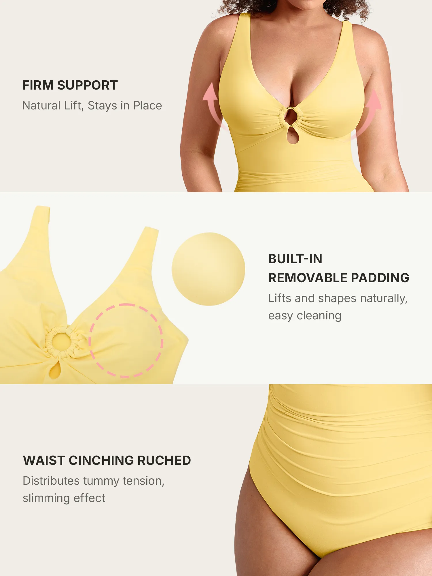 Deep V Metal Ring Ruched Sculpting Swimsuit [BOGO] - Image 23