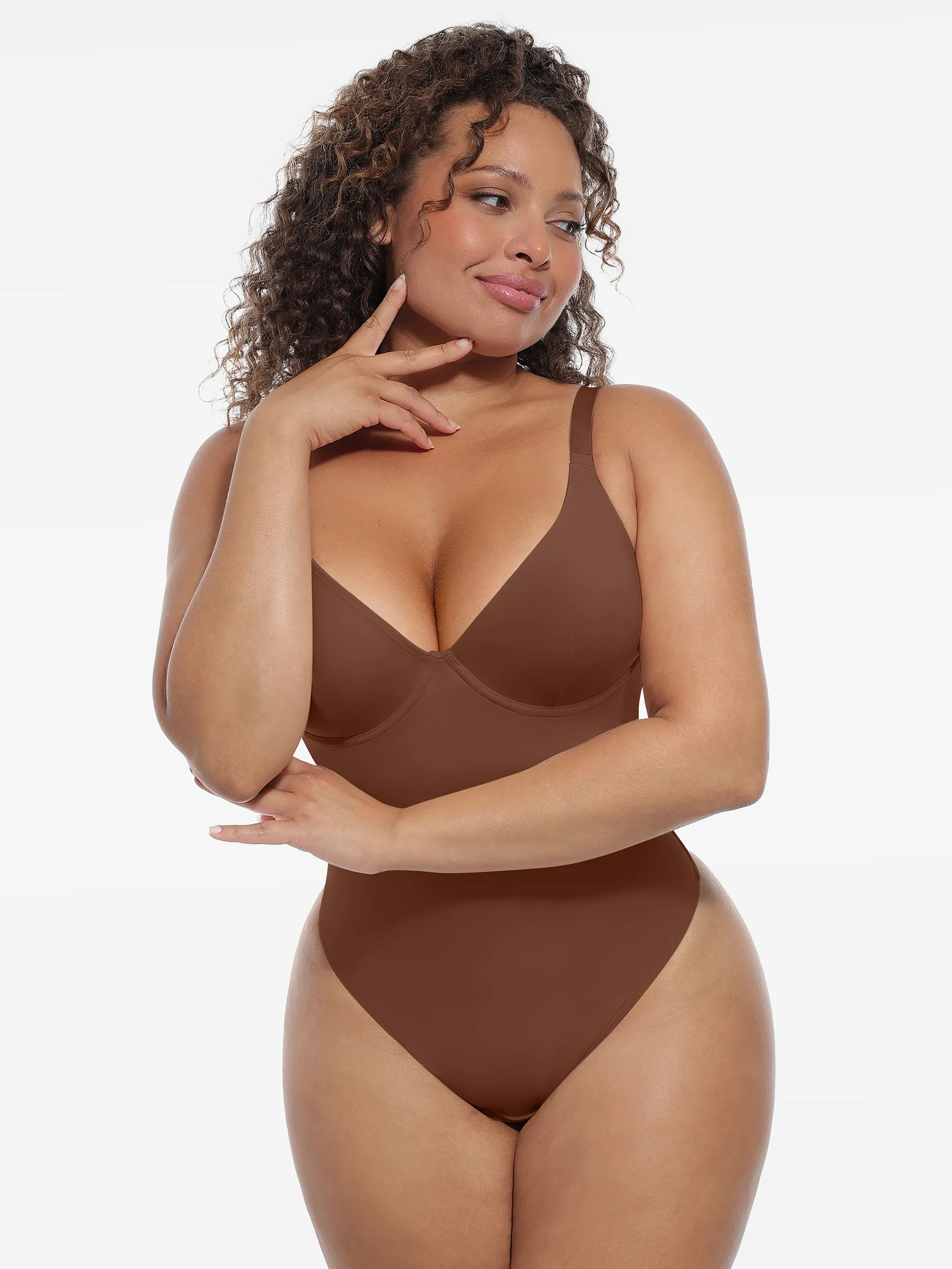 Deep V-Neck Sculpt Bodysuit - Image 11