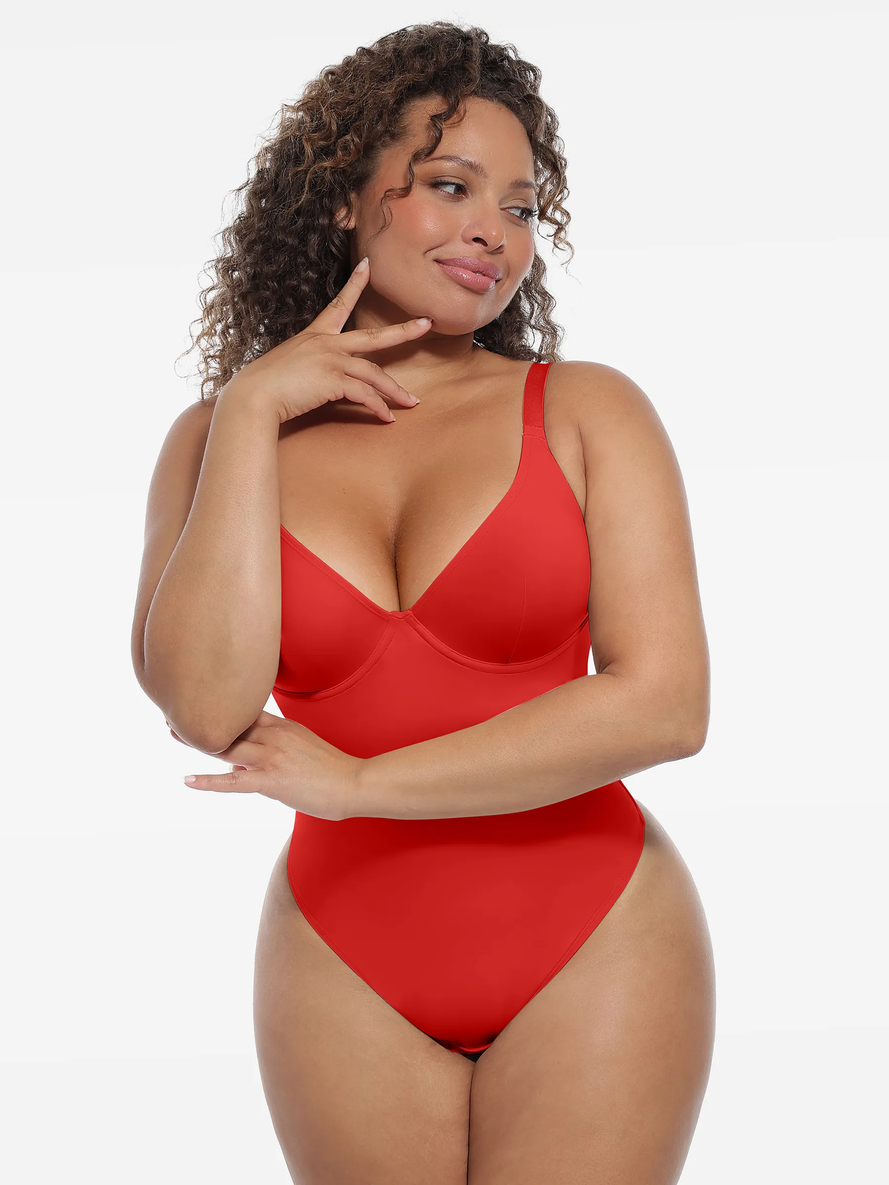 Deep V-Neck Sculpt Bodysuit - Image 39