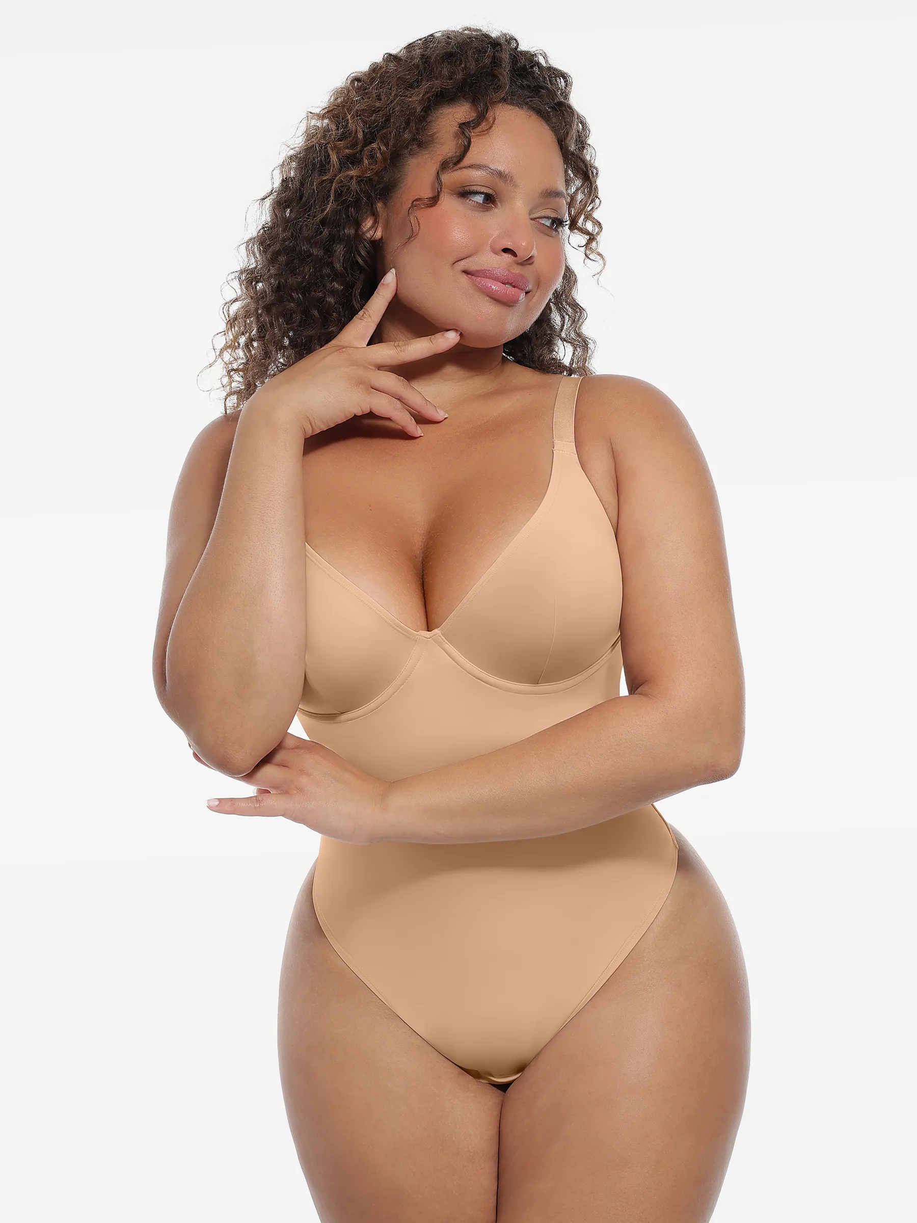 Deep V-Neck Sculpt Bodysuit - Image 60