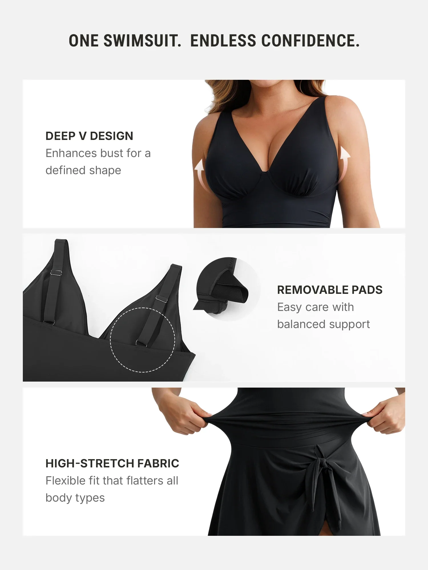 Tummy Control Removable Pads Swimsuit - Image 15