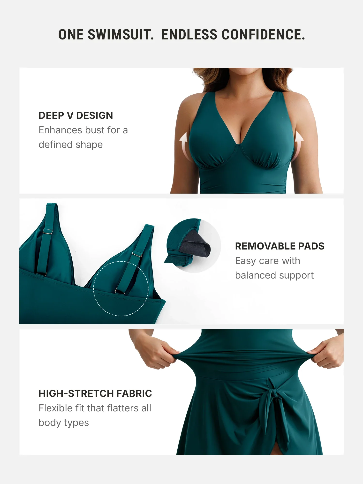 Tummy Control Removable Pads Swimsuit - Image 6