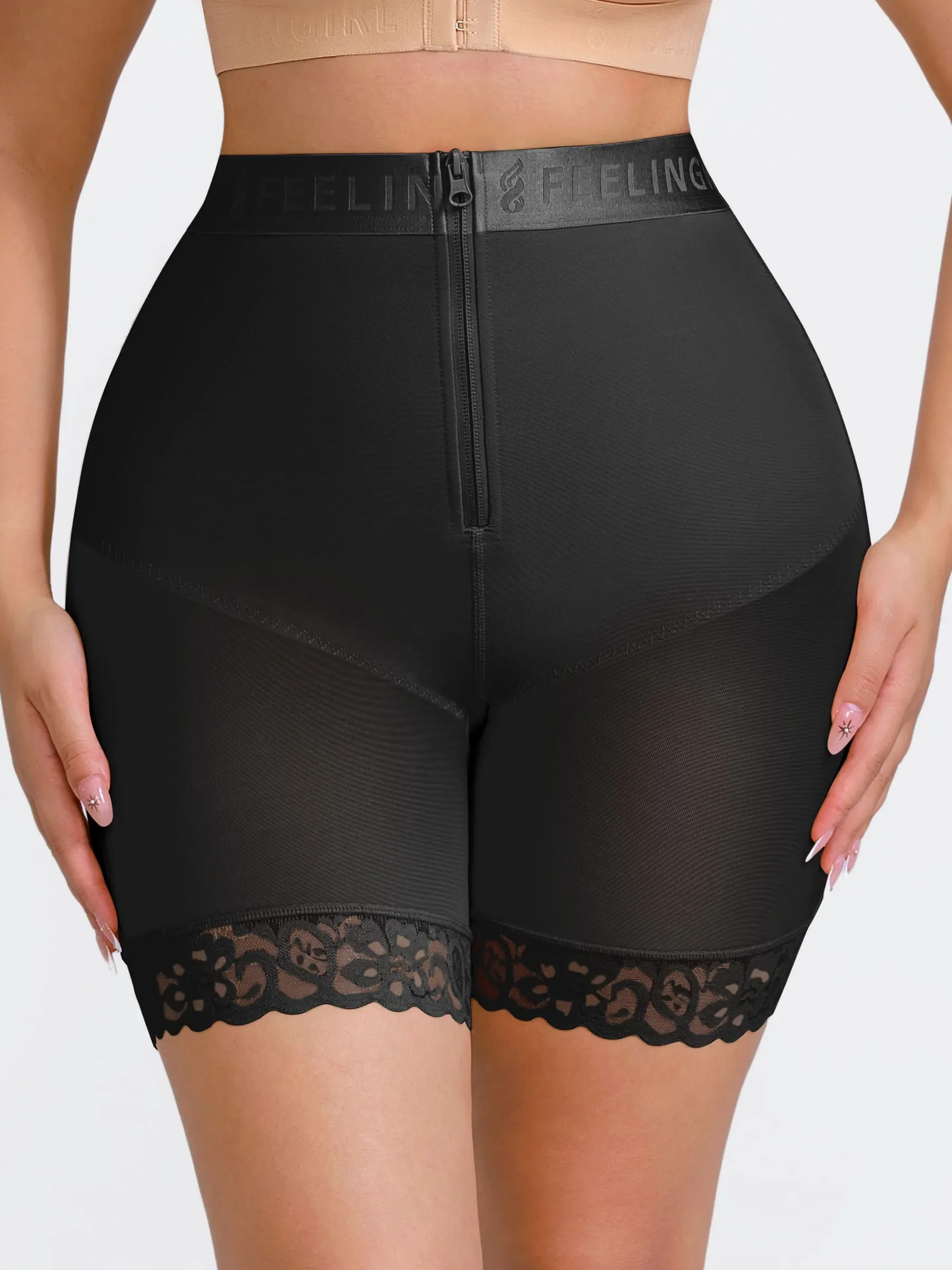 Front-Zip Mid-Waist Shaper Shorts - Image 6