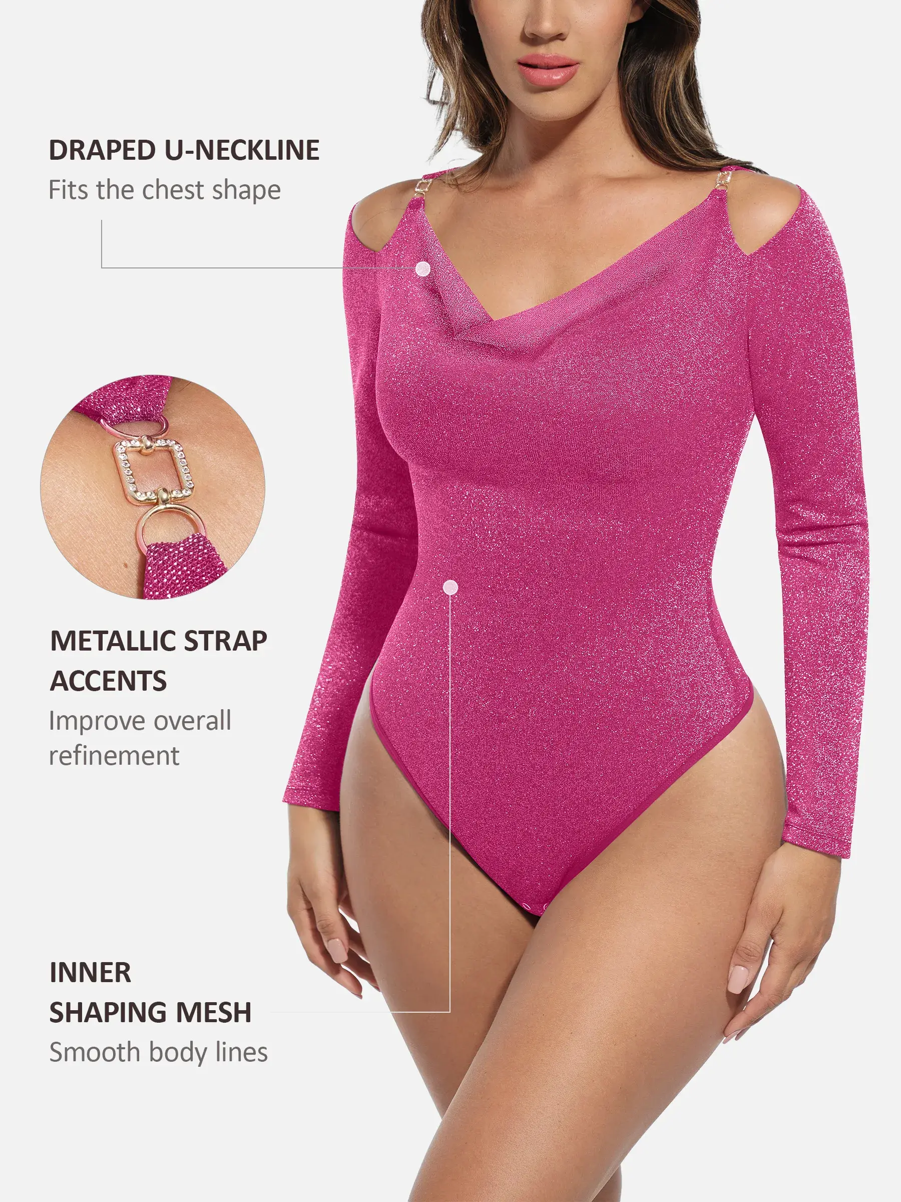 Shiny Swing Collar All In One Bodysuit - Image 33