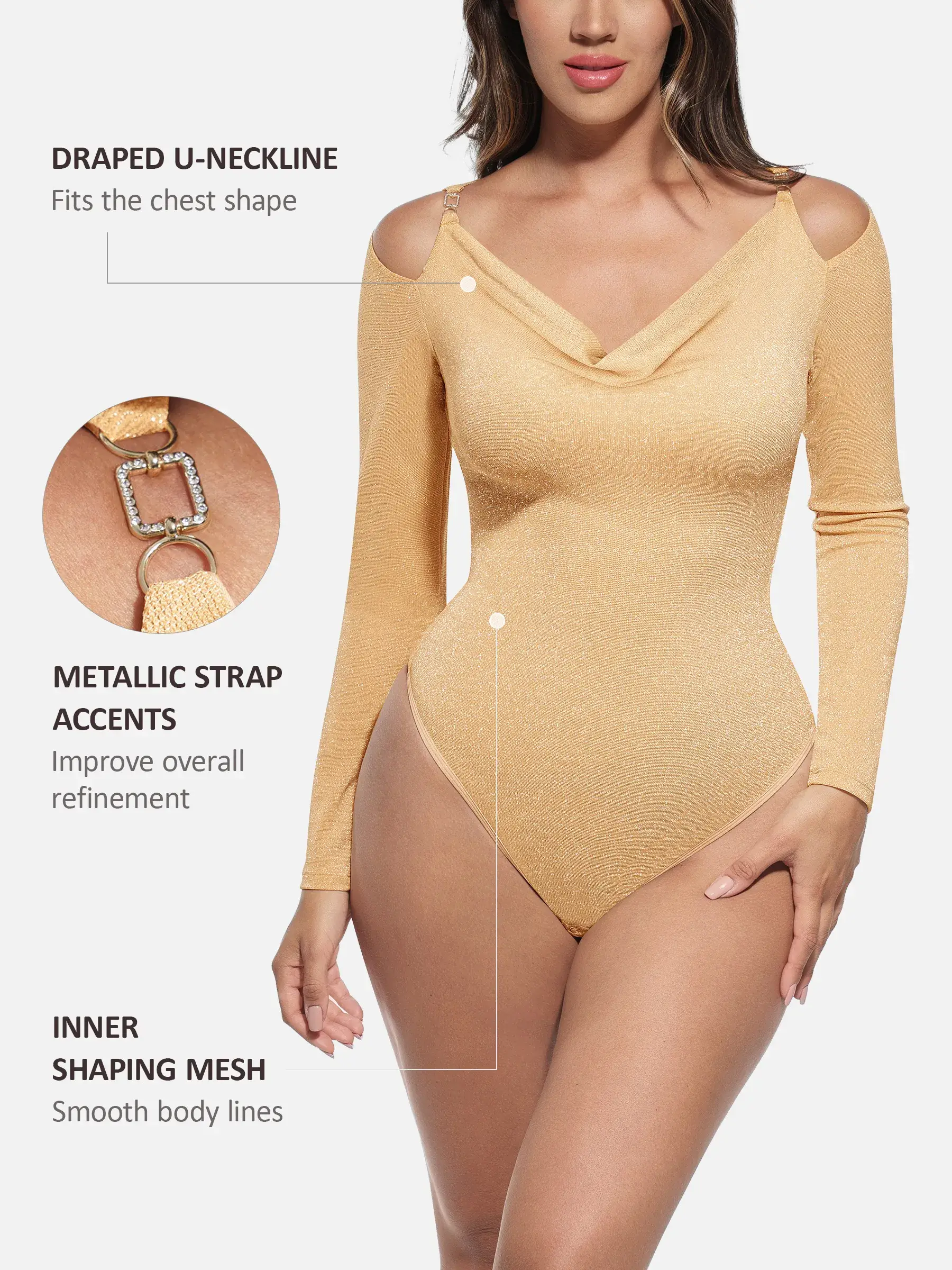 Shiny Swing Collar All In One Bodysuit - Image 4