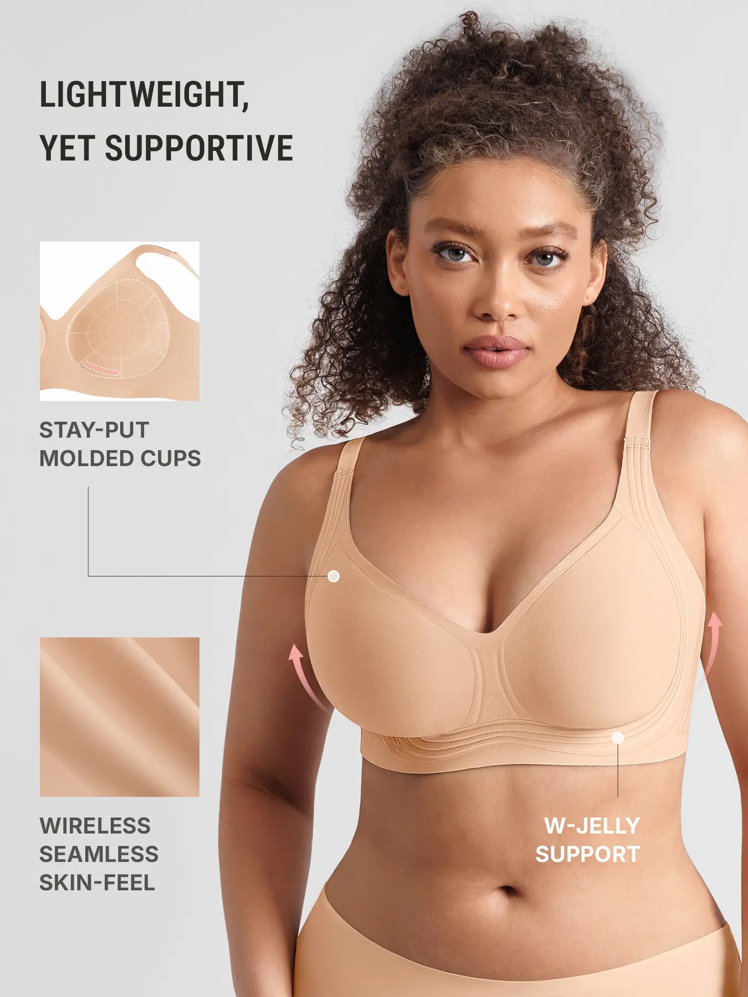 Jelly-Support Plunge Wireless Seamless Bra - Image 3