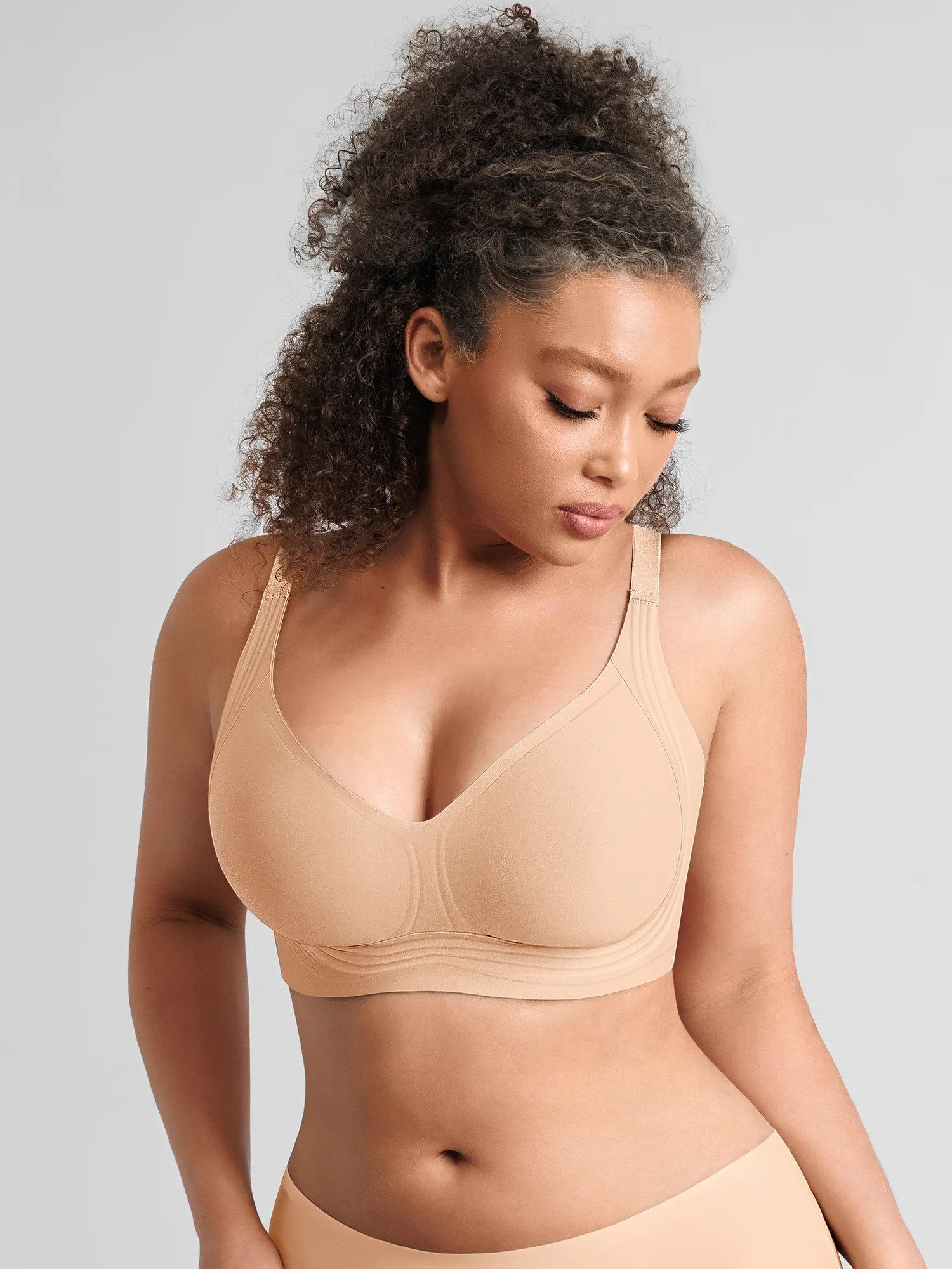 Jelly-Support Plunge Wireless Seamless Bra - Image 5