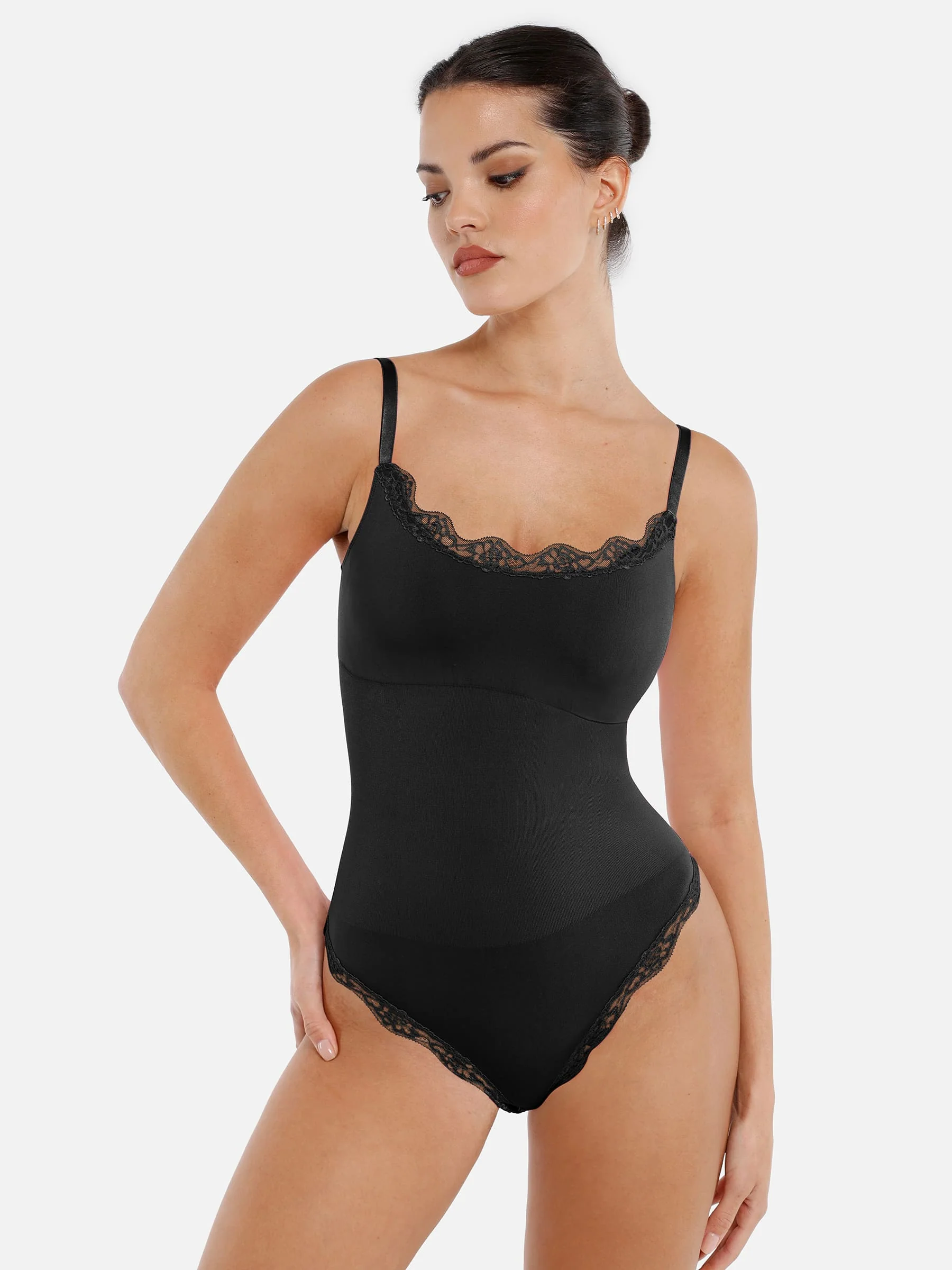 Lace Firm Control Seamless Thong Bodysuit - Image 15