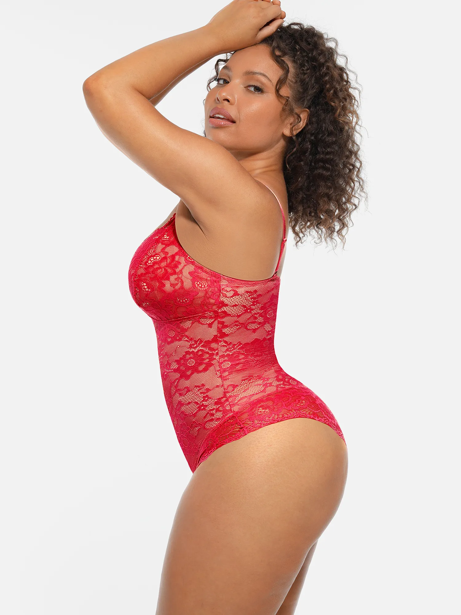 Lace Tummy Control Double-Layer Bodysuit - Image 45