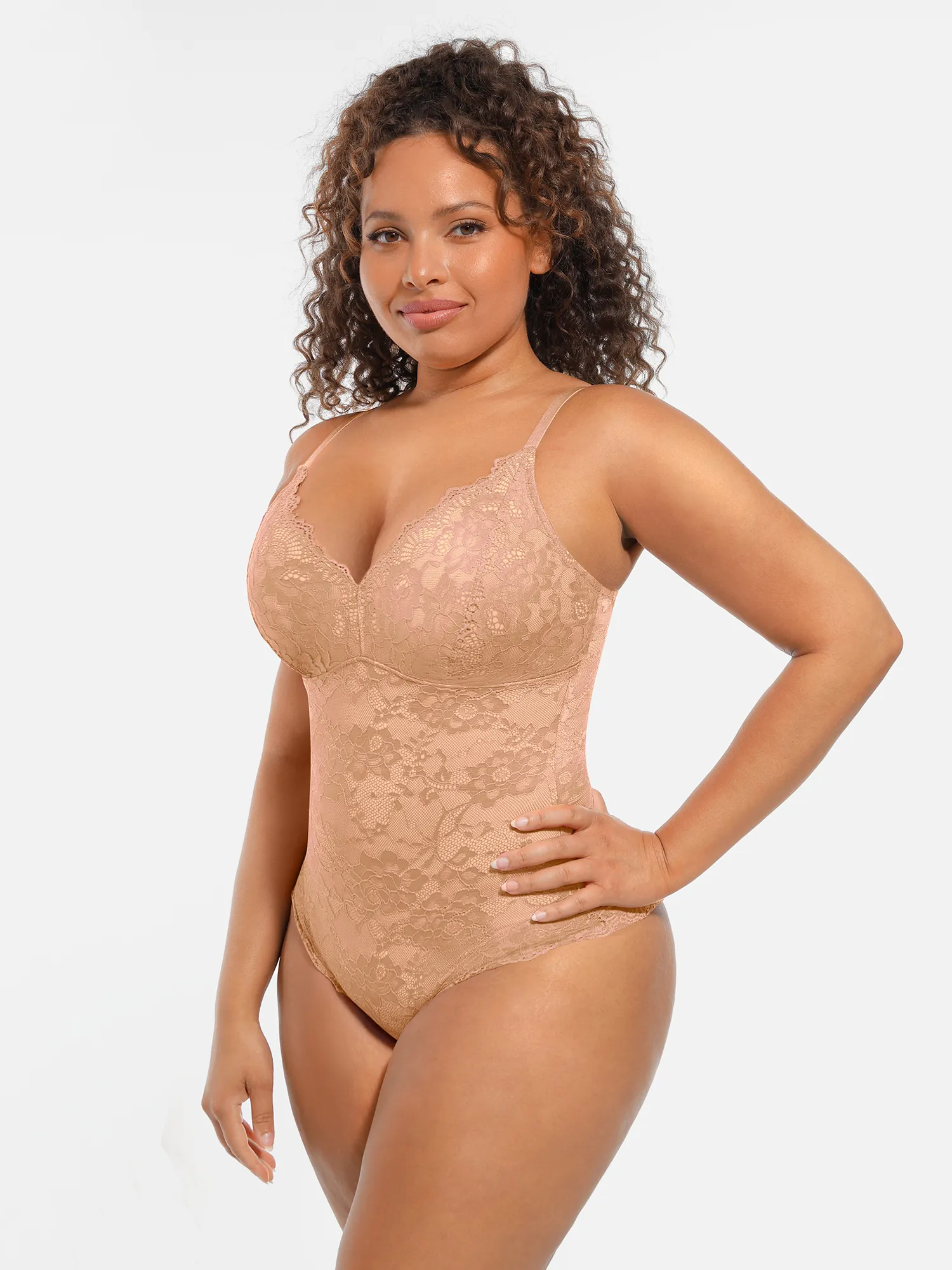 Lace Tummy Control Double-Layer Bodysuit - Image 50