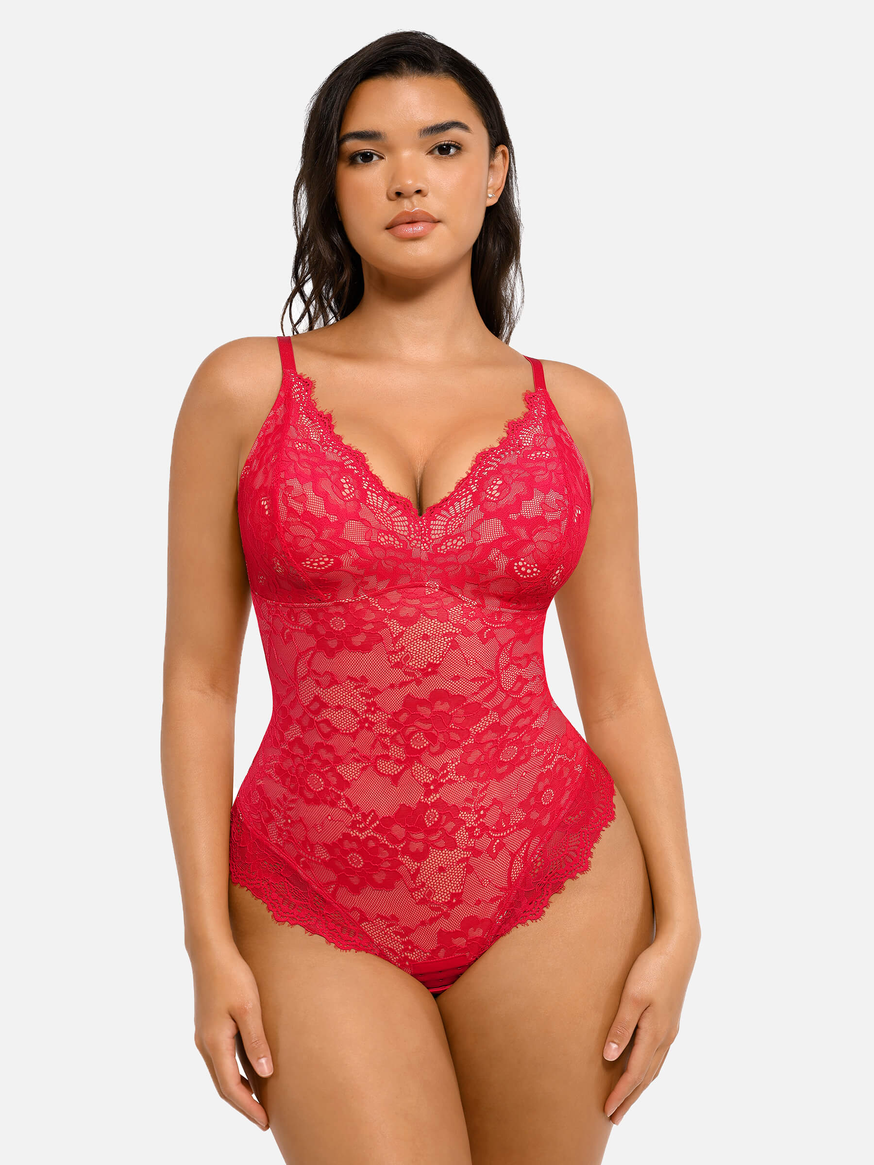 Lace Sculpt V-Neck Bodysuit - Image 66