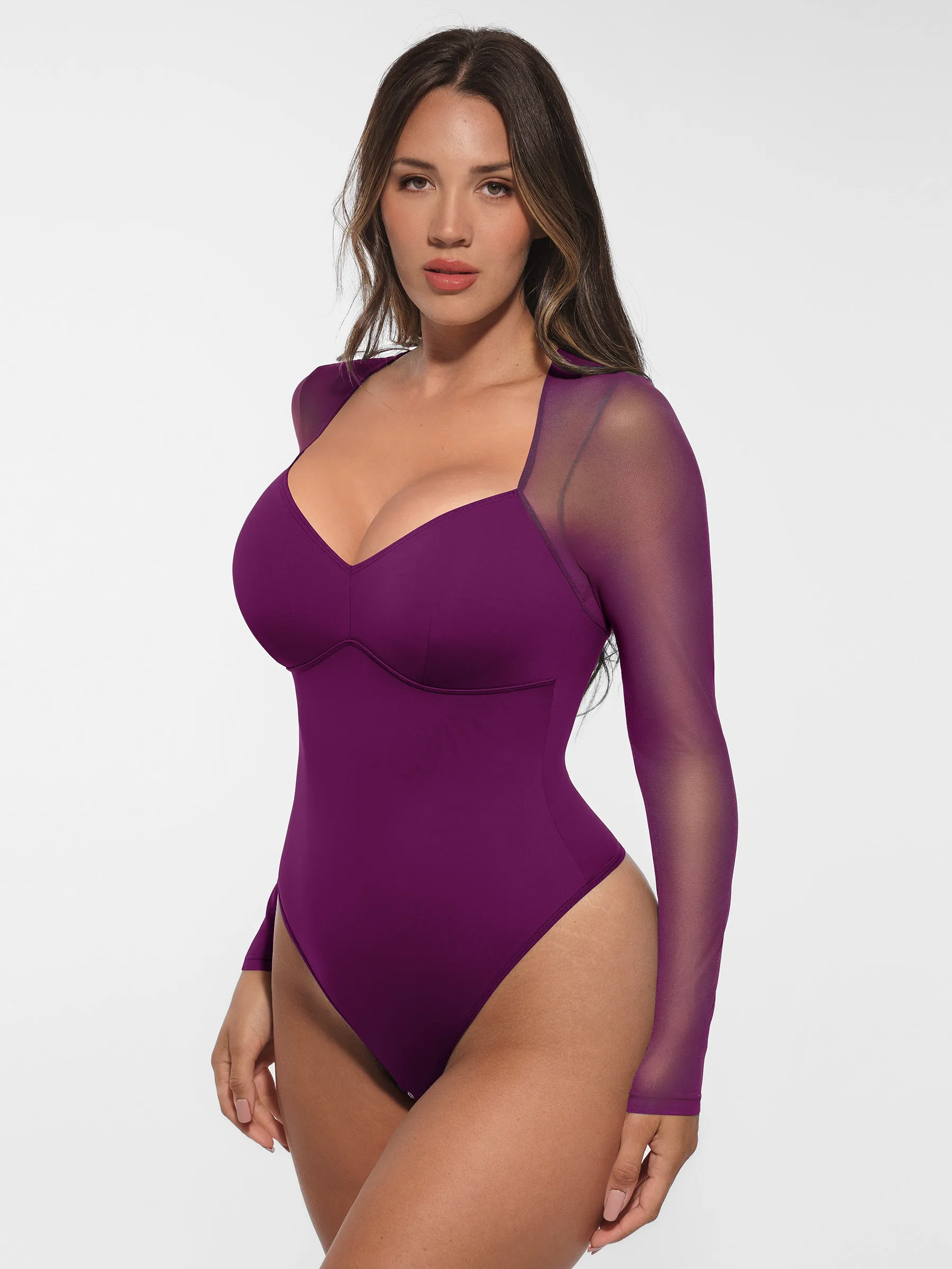 Mesh Panel V-Neck Bodysuit - Image 25