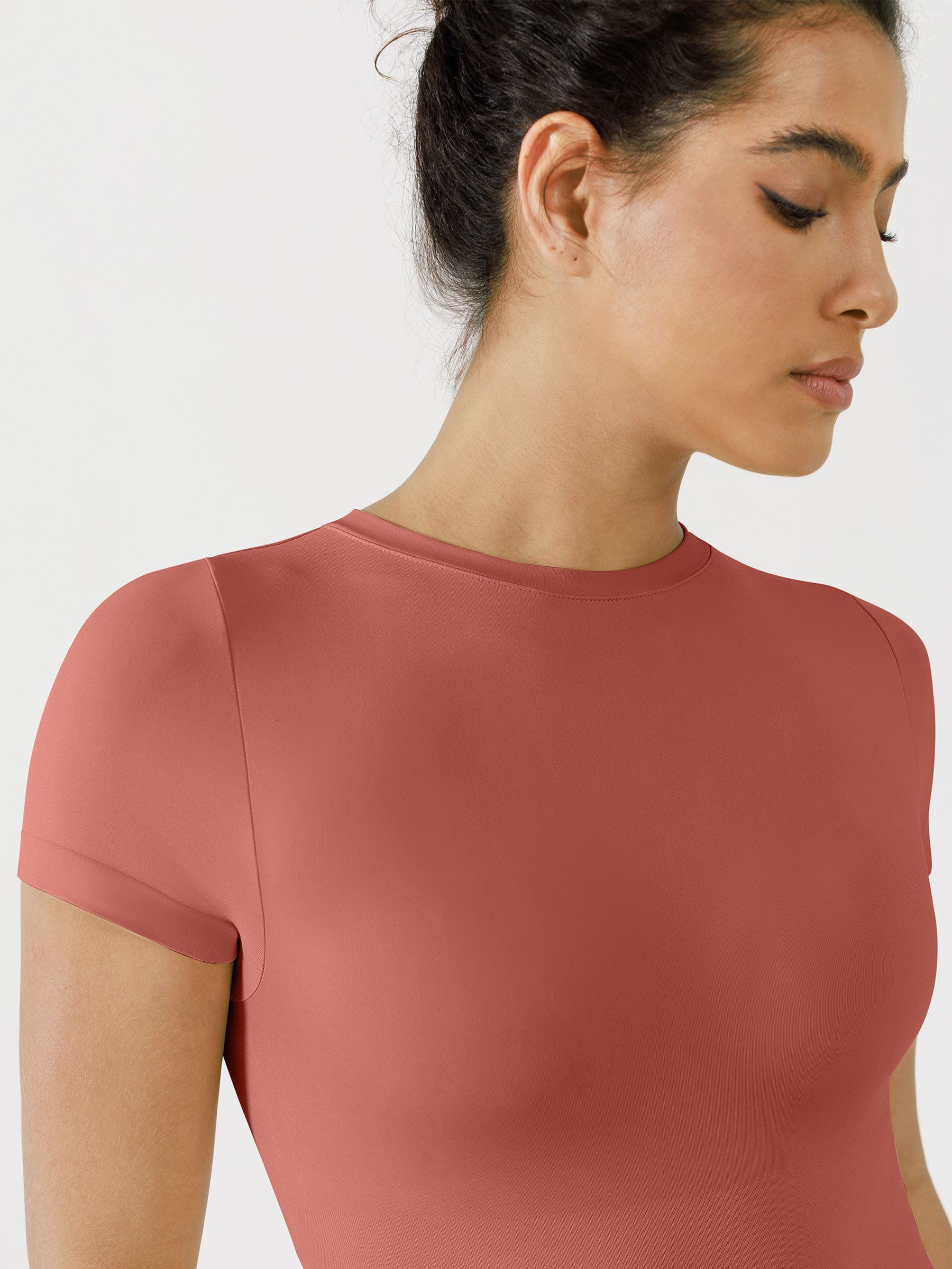 Crew Neck Seamless Short Sleeve Bodysuit - Image 14
