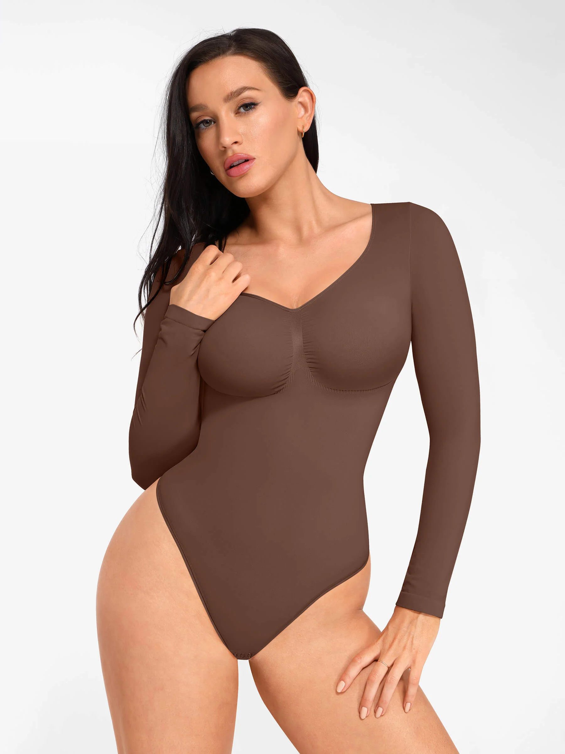 Seamless Long Sleeve Tummy Control Classic Bodysuit - Image 28