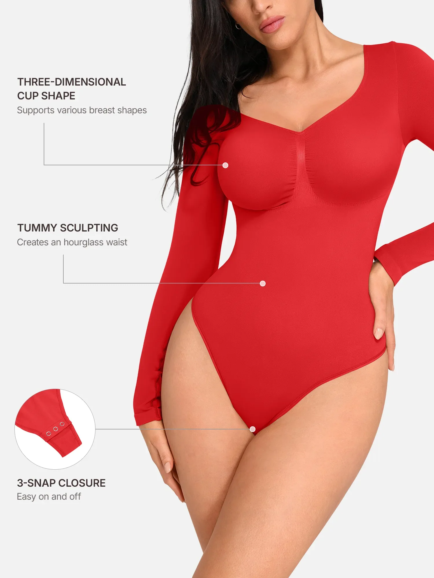 Seamless Long Sleeve Tummy Control Classic Bodysuit - Image 57