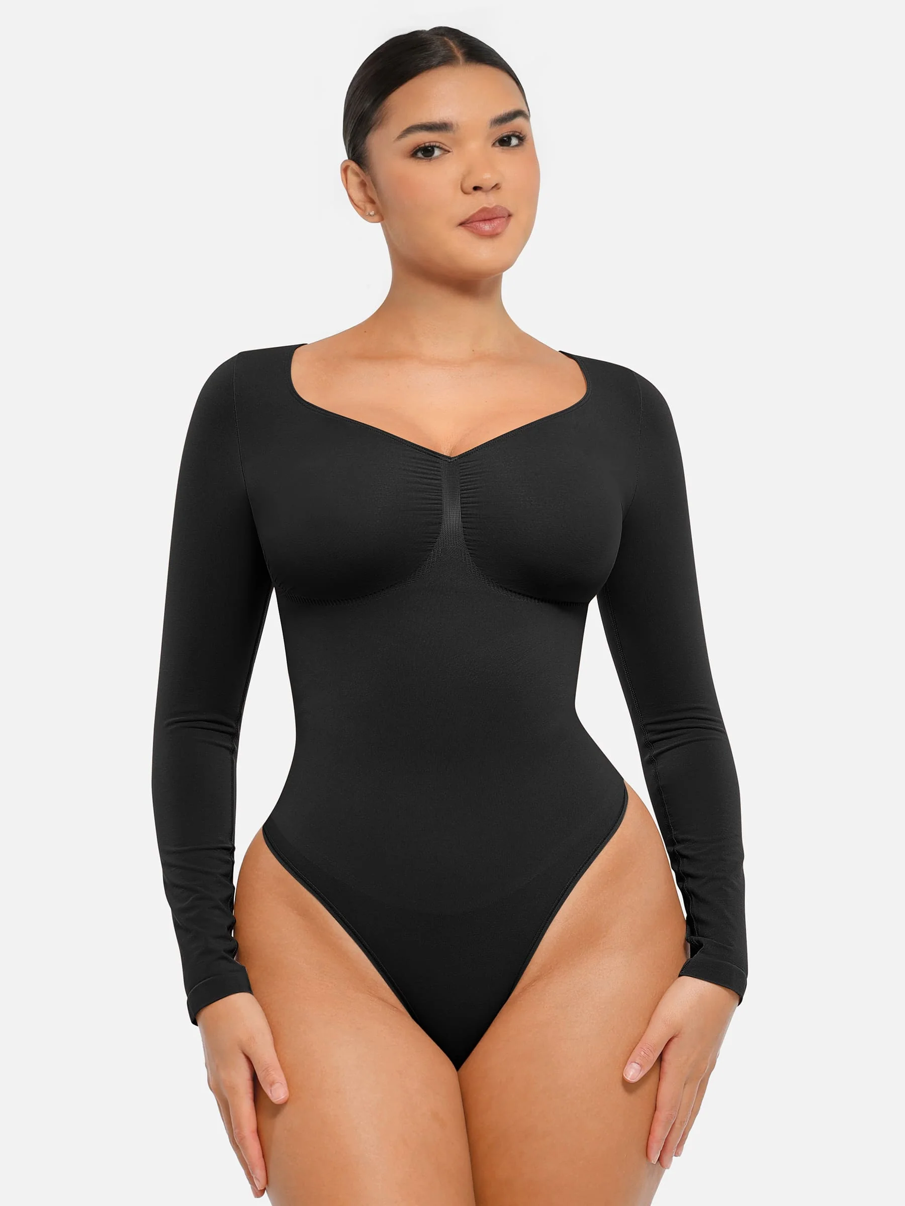 Seamless Long Sleeve Tummy Control Thong Bodysuit - Image 20