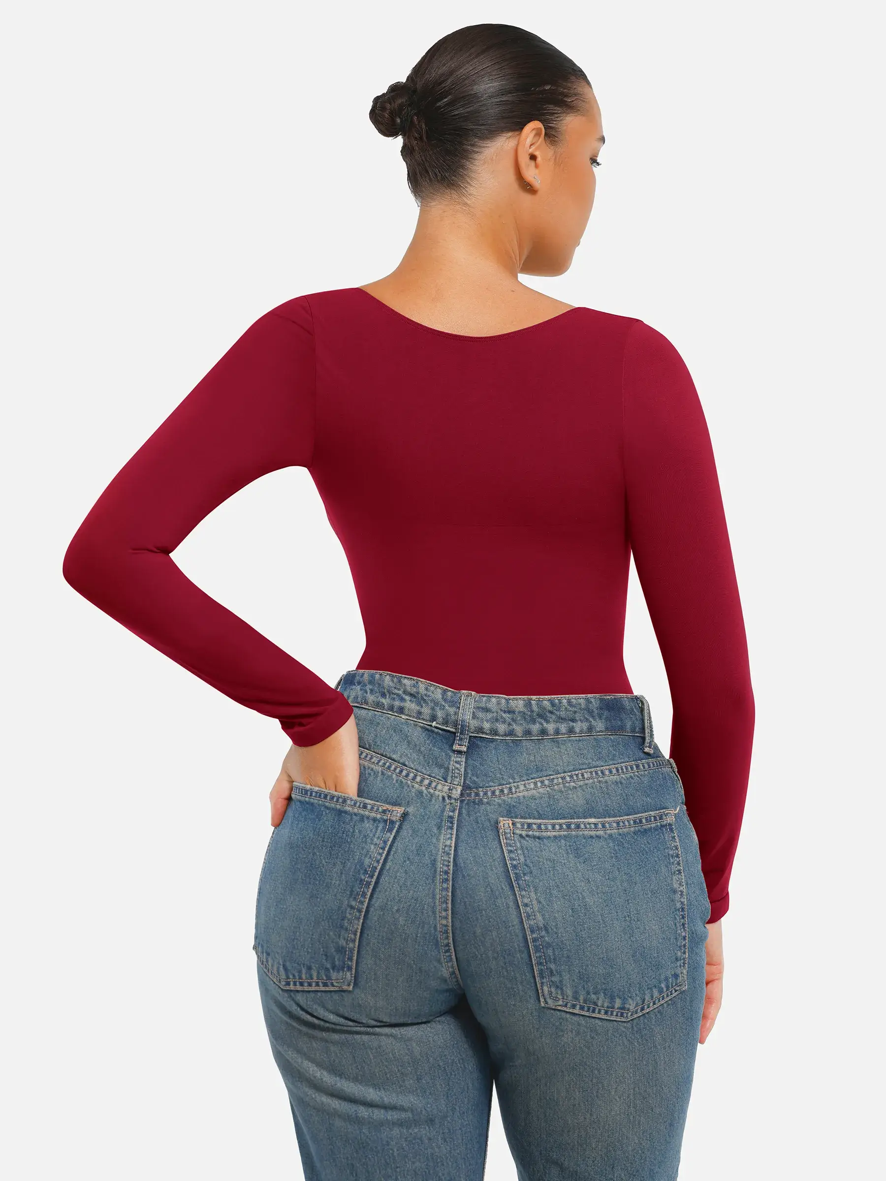 Seamless Long Sleeve Tummy Control Thong Bodysuit - Image 72