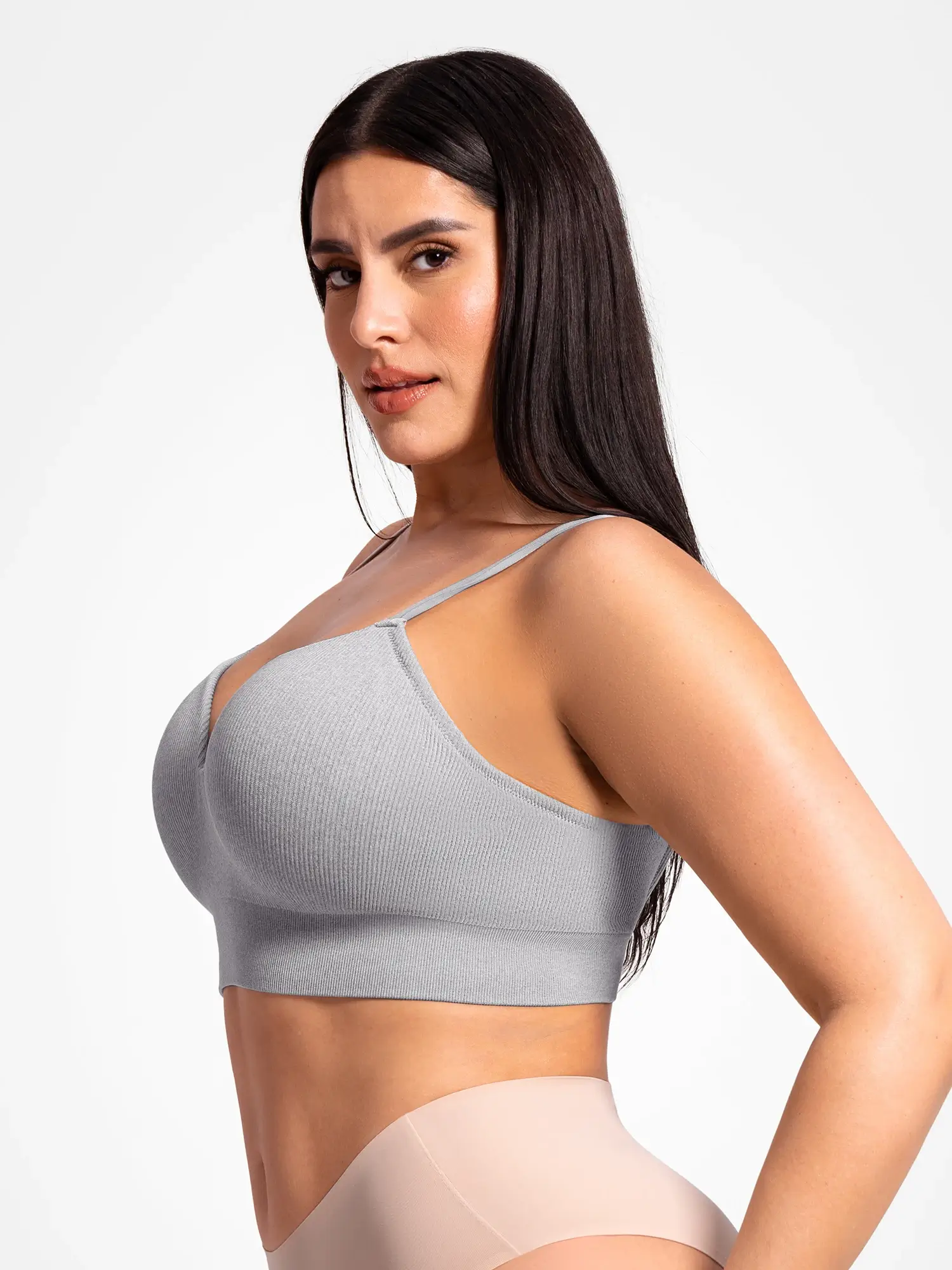 Lift Adjustable Seamless Wireless Ribbed Bra - Image 7