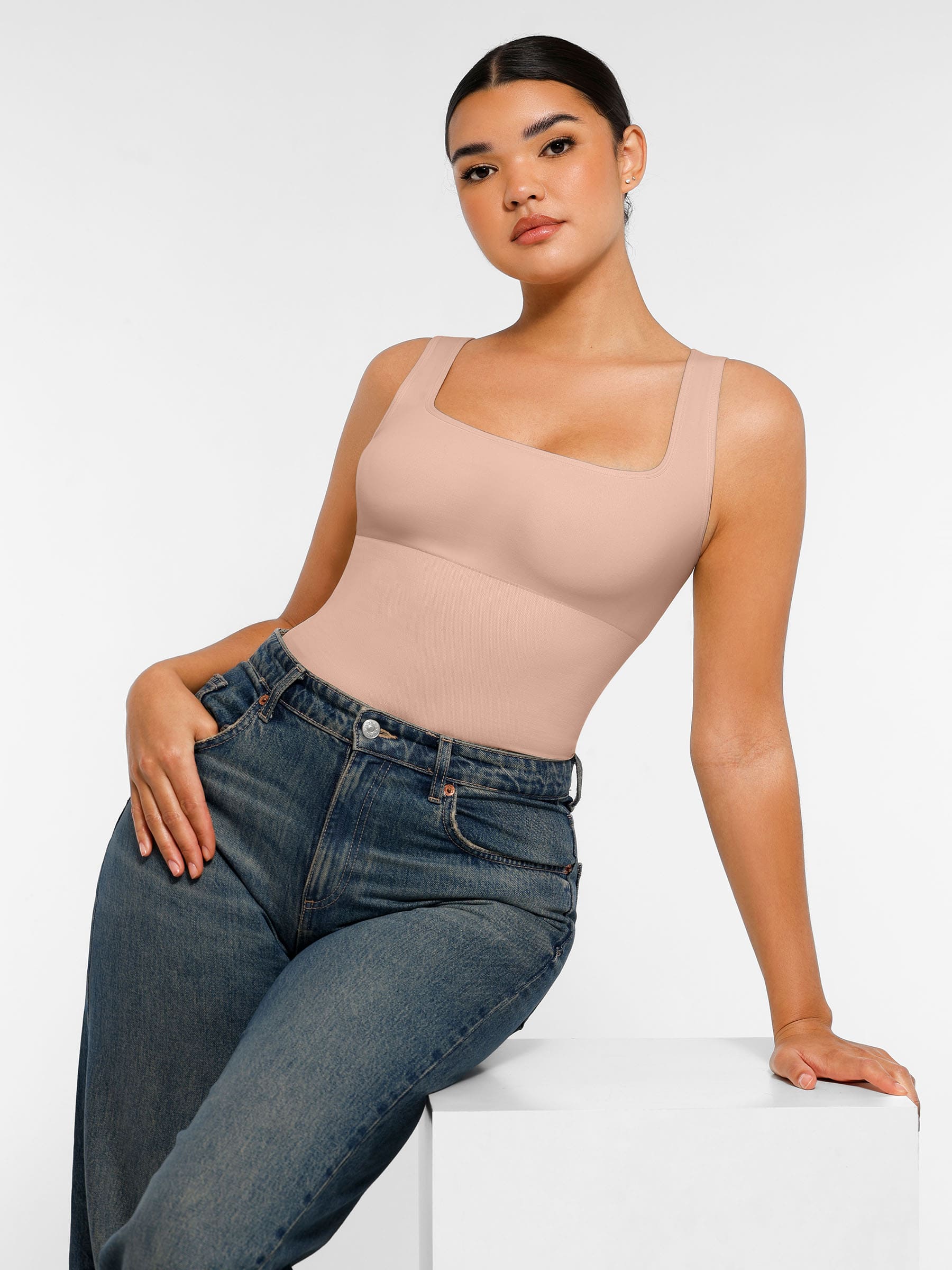 Square Neck Soft Seamless Bodysuit - Image 30