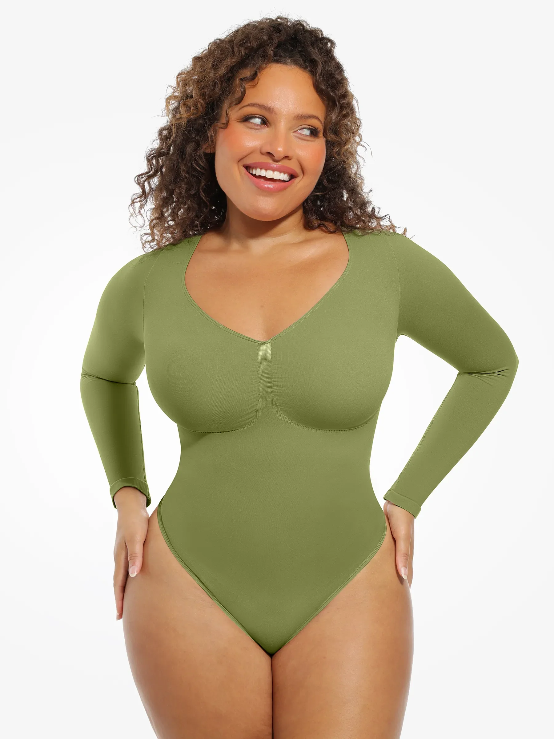 Seamless Supportive Long Sleeve Tummy Control Bodysuit - Image 15