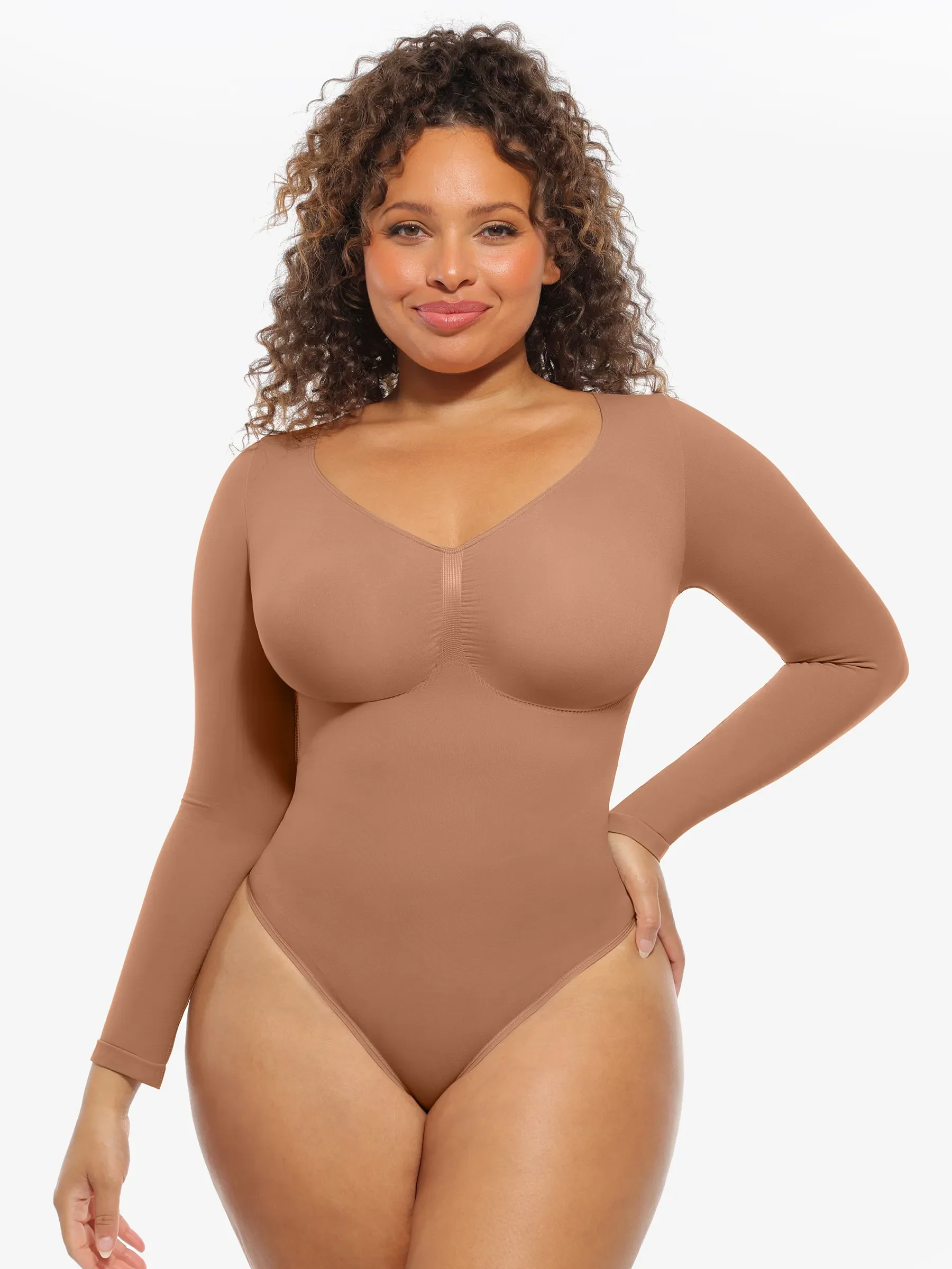 Seamless Supportive Long Sleeve Tummy Control Bodysuit - Image 3