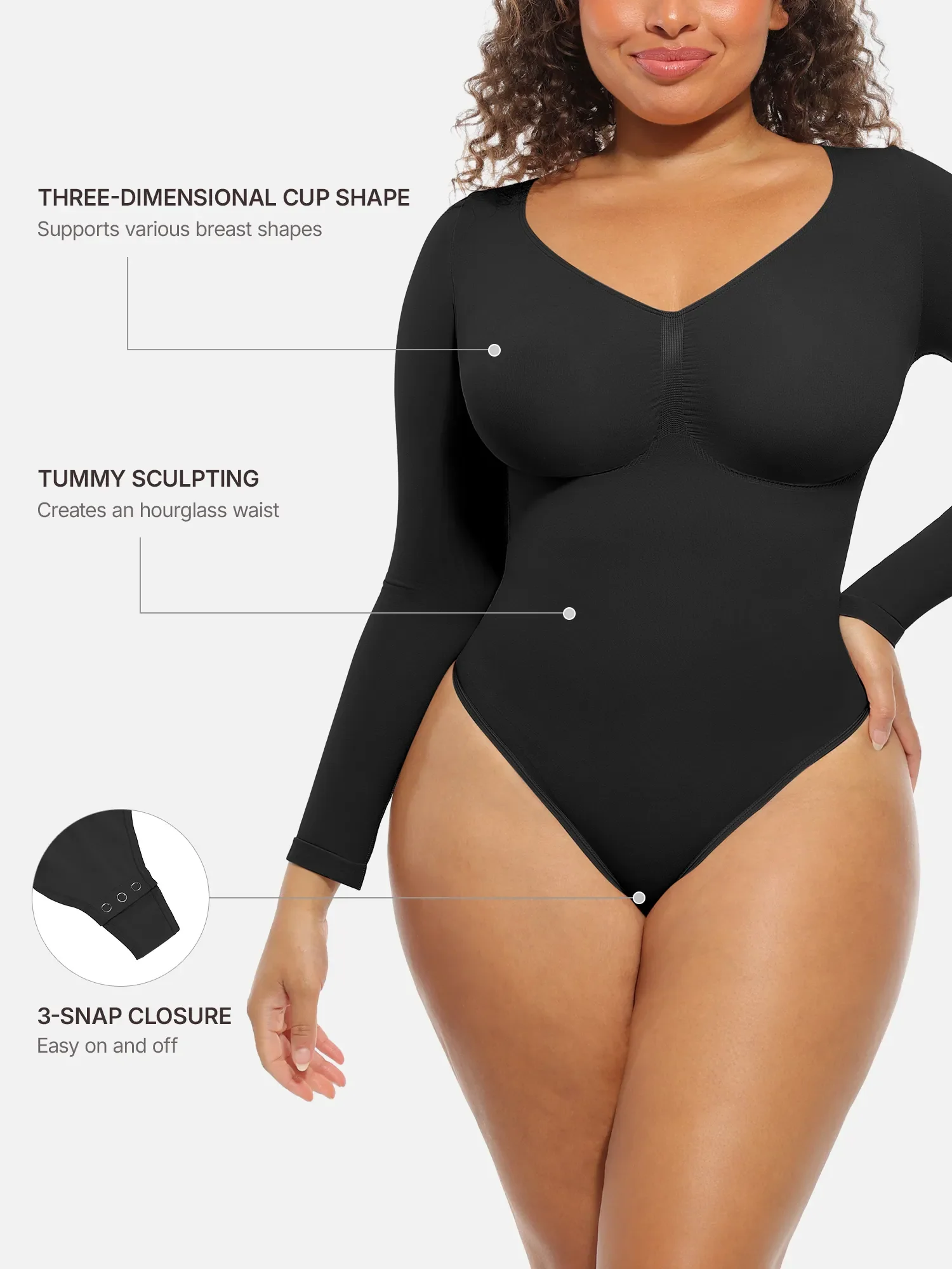 Seamless Supportive Long Sleeve Tummy Control Bodysuit - Image 37
