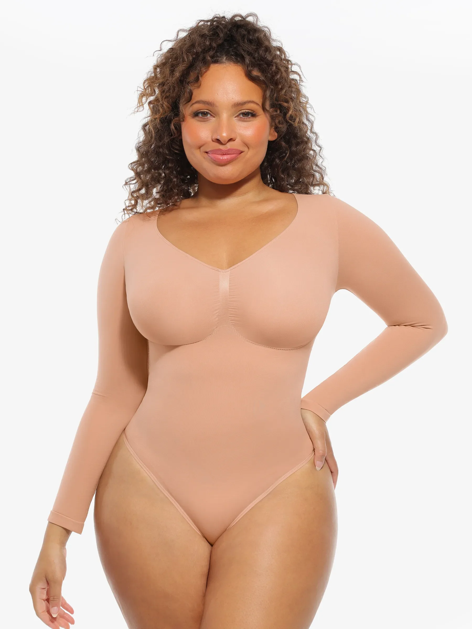 Seamless Supportive Long Sleeve Tummy Control Bodysuit - Image 45