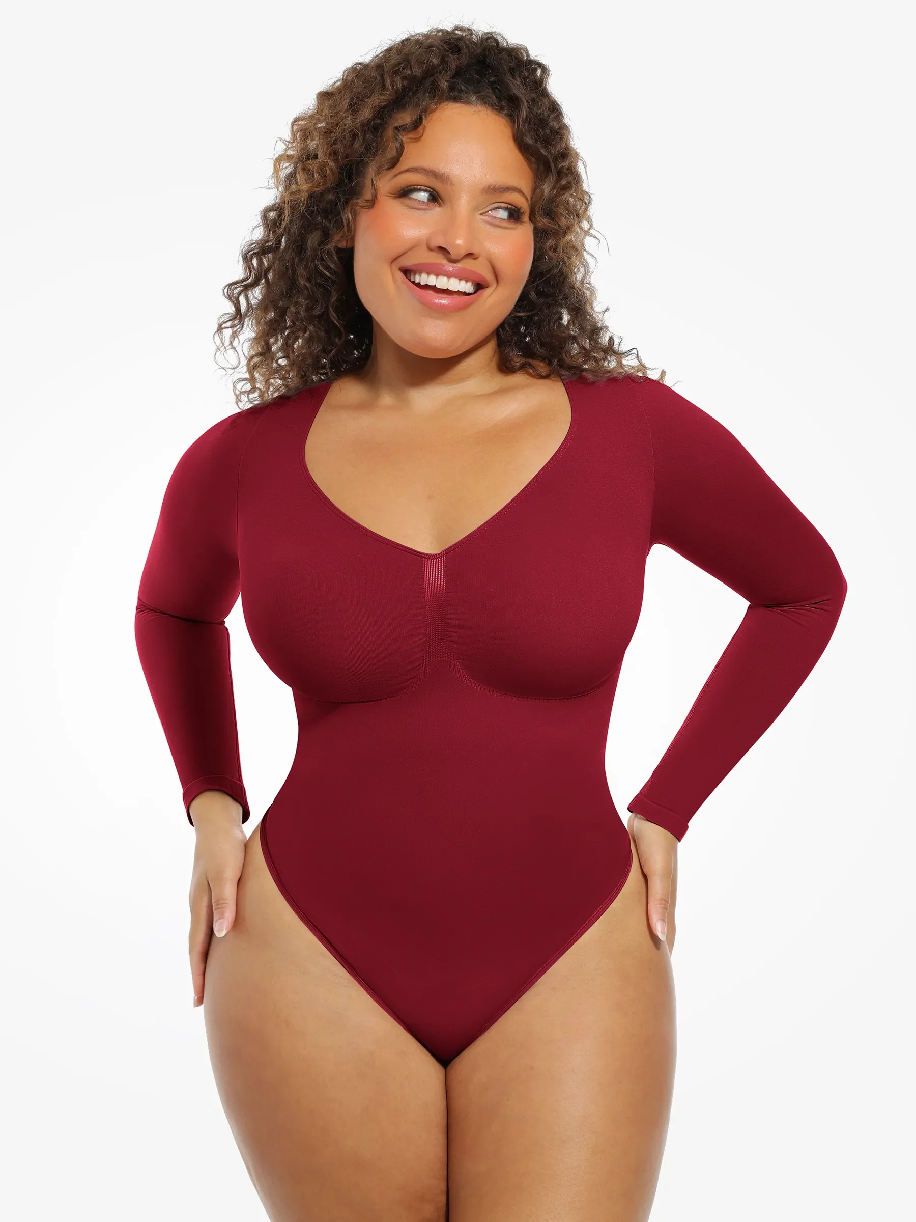 Seamless Supportive Long Sleeve Tummy Control Bodysuit - Image 57