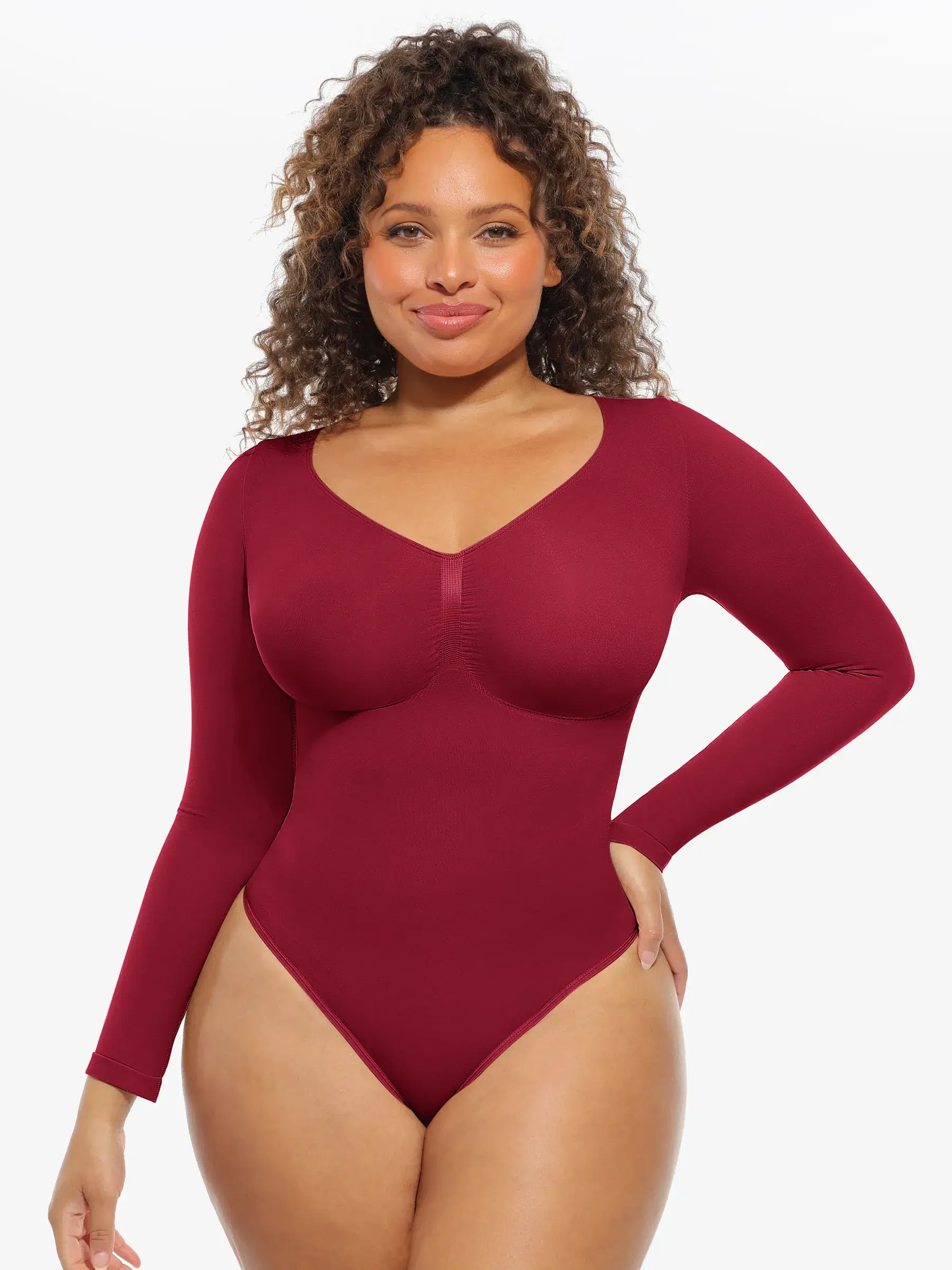 Seamless Supportive Long Sleeve Tummy Control Bodysuit - Image 58