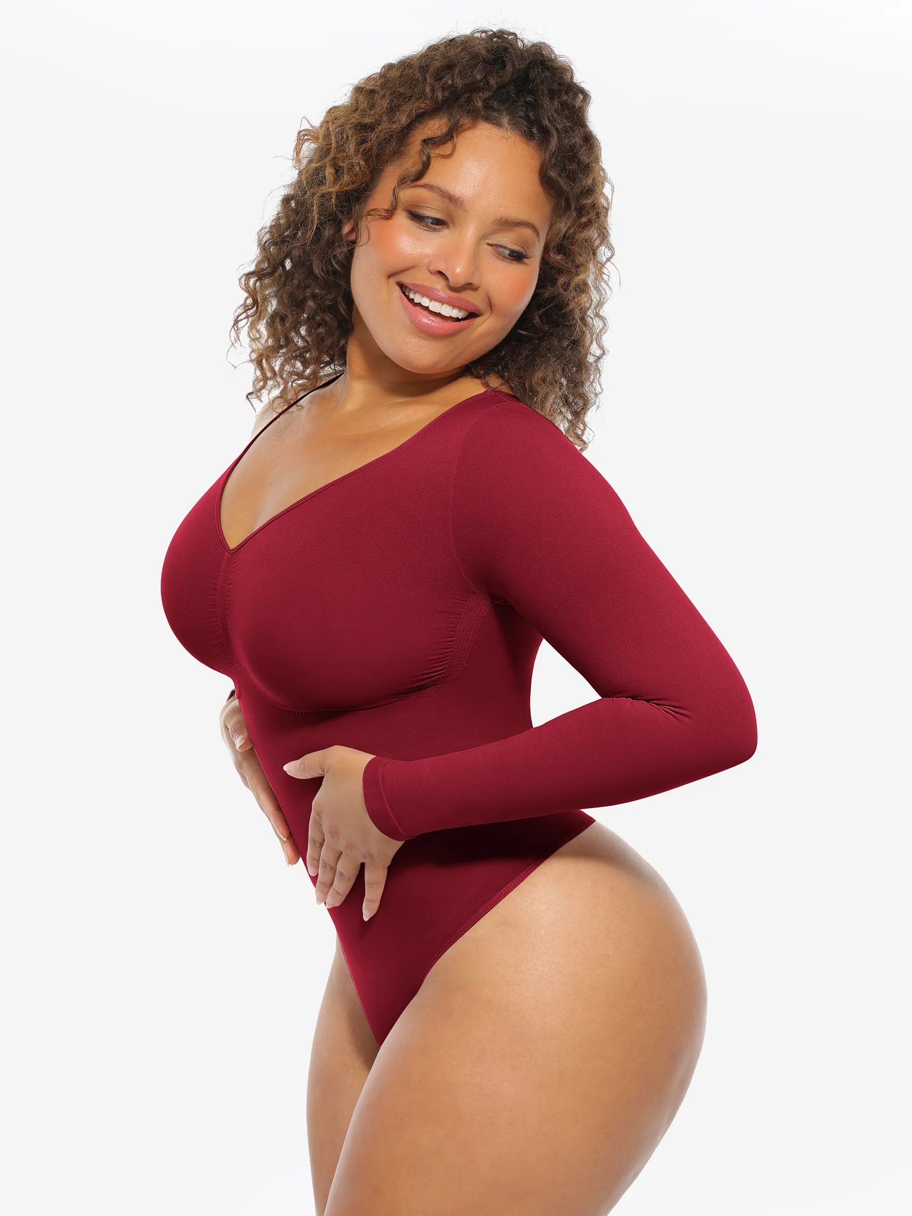 Seamless Supportive Long Sleeve Tummy Control Bodysuit - Image 59