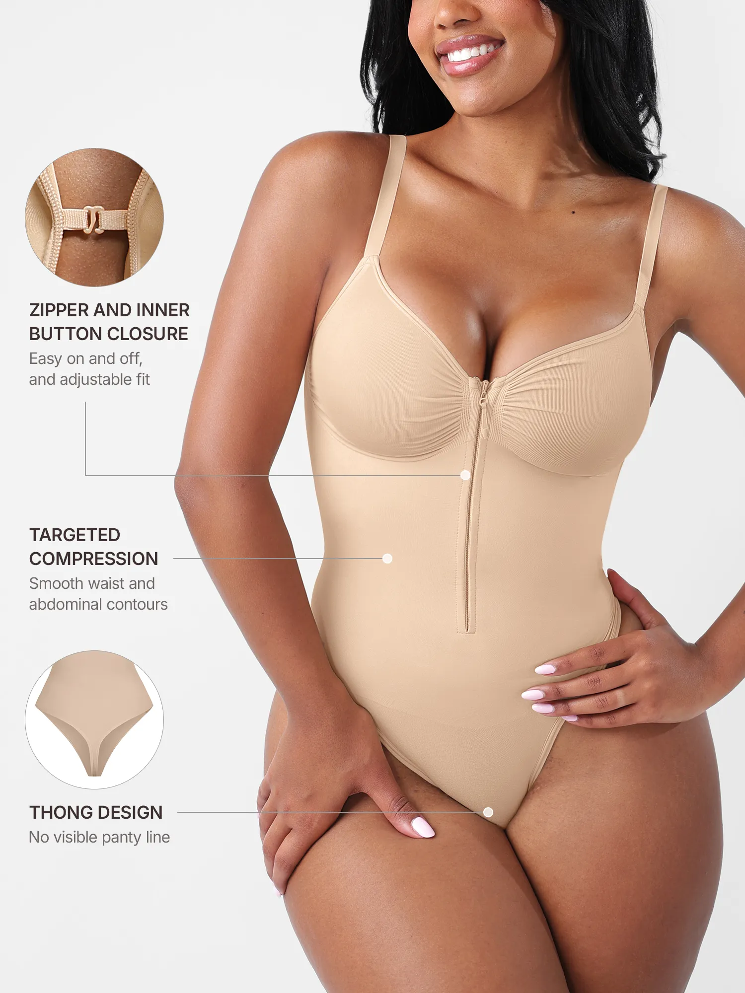 Seamless Tummy Control Zipper Bodysuit - Image 11