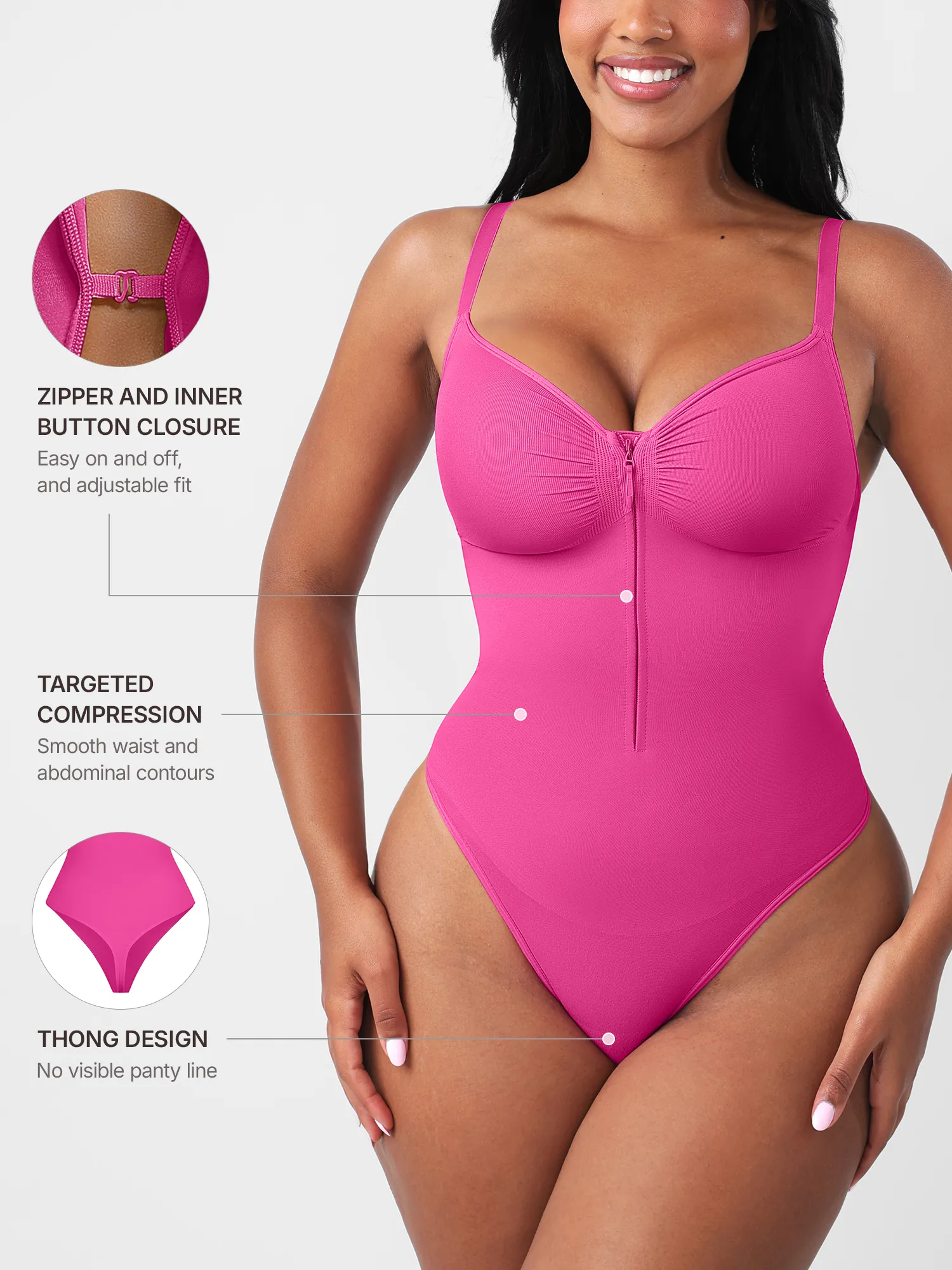 Seamless Tummy Control Zipper Bodysuit - Image 18
