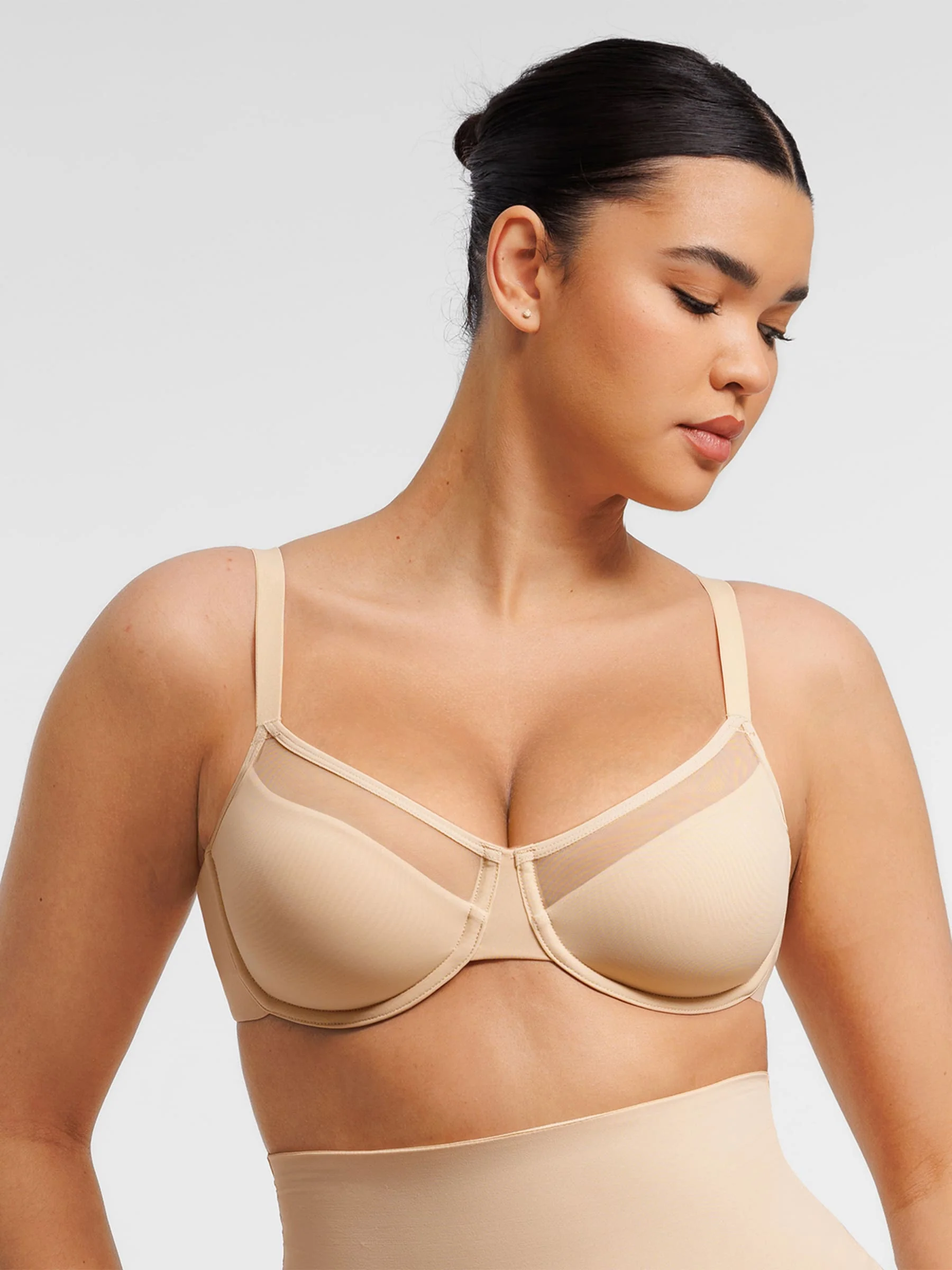 Sheer Mesh Full Coverage Unpadded Underwire Bra - Image 3