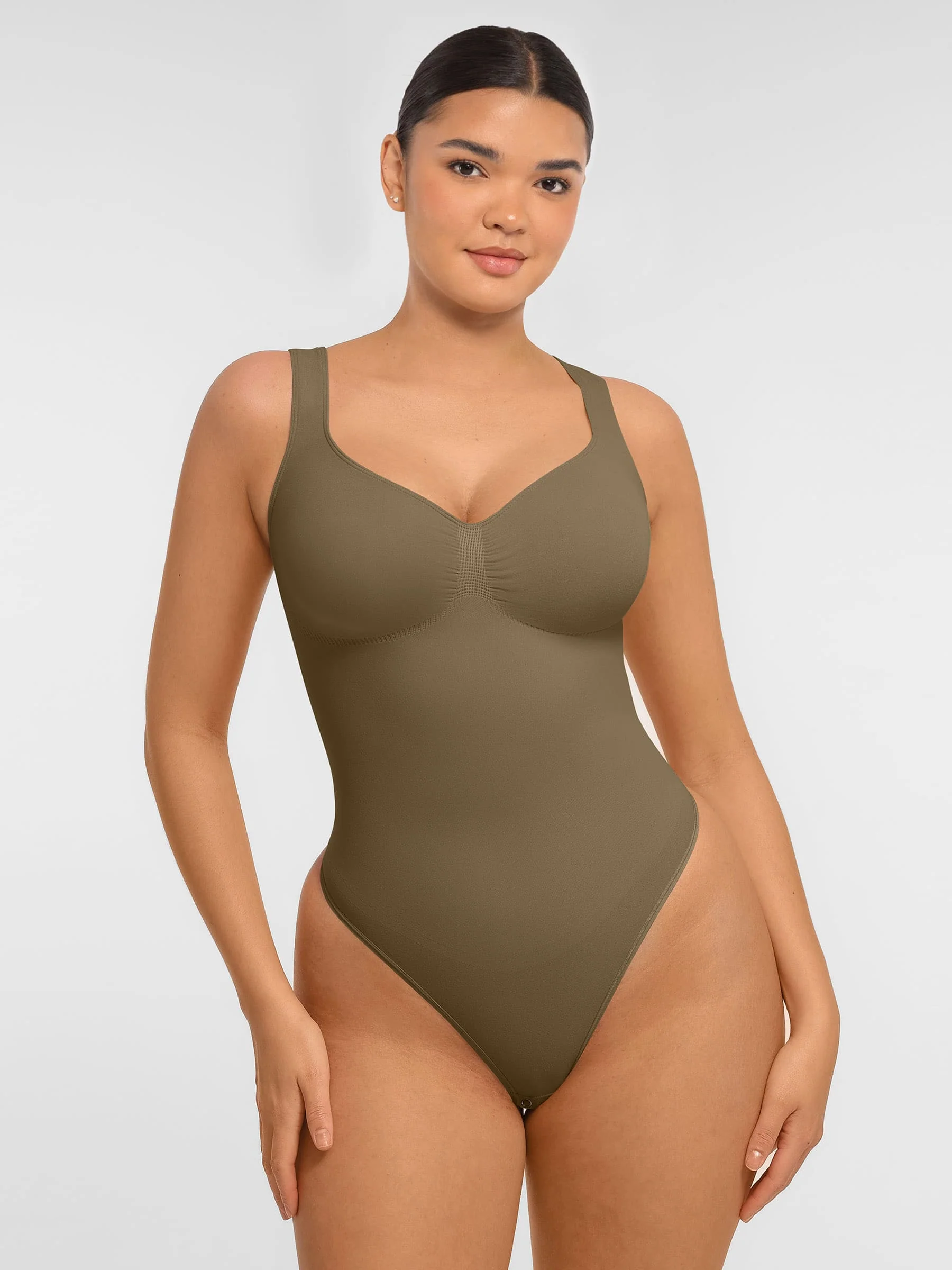 Tummy Control Seamless Wide Strap Bodysuit - Image 13