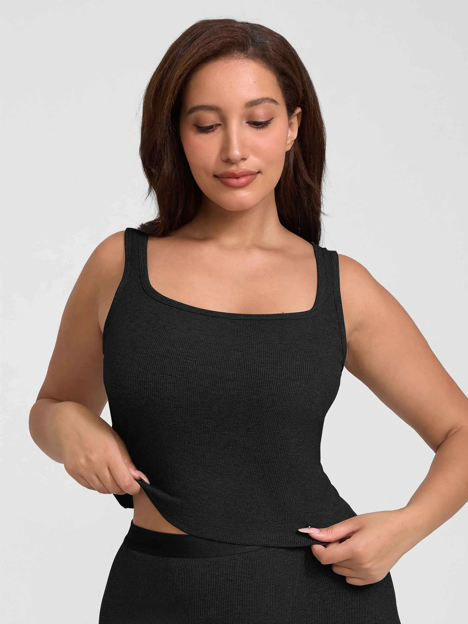 Ribbed Square-Neck Lounge Tank Top - Image 22