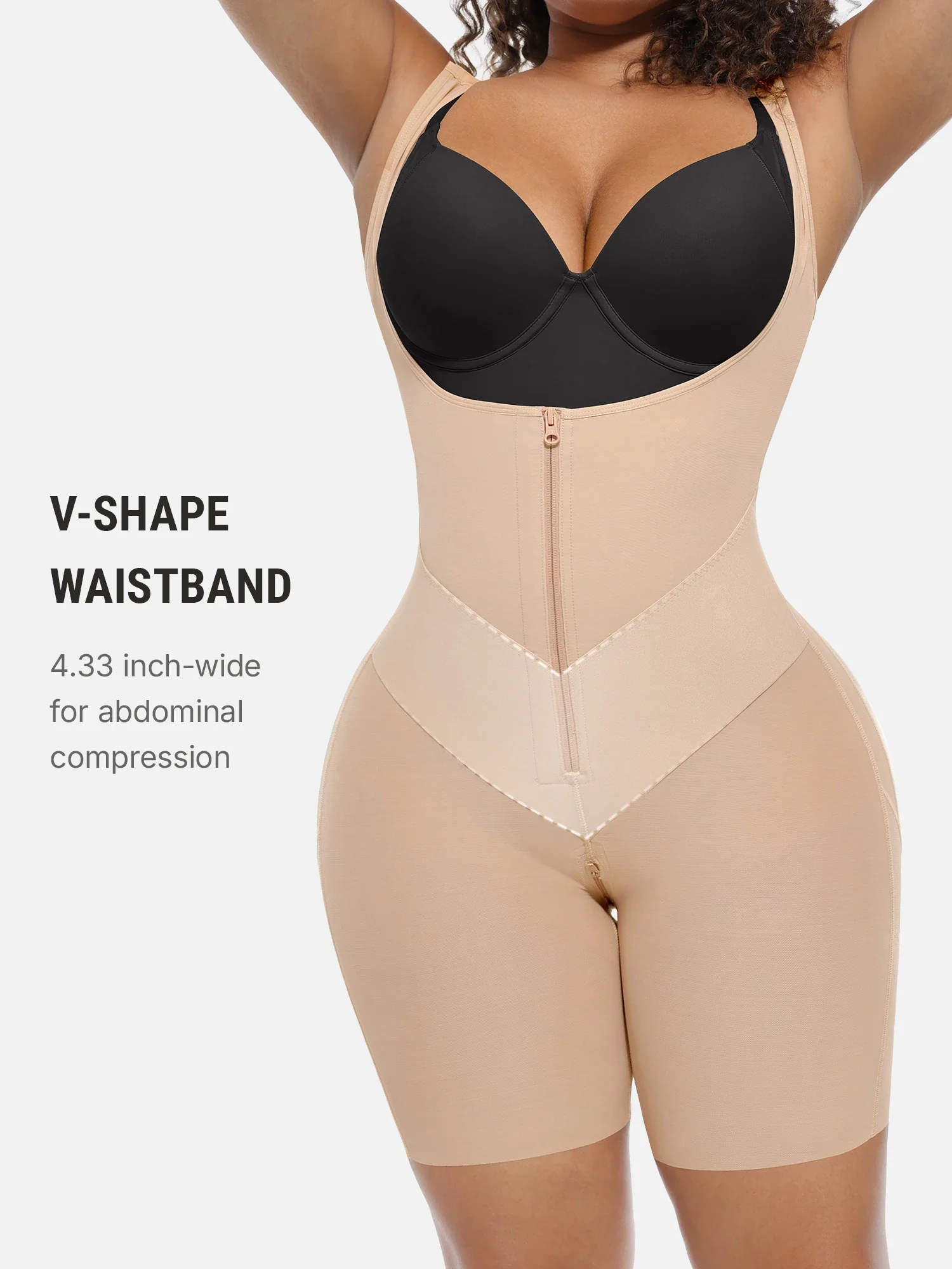 V-Shaped Faja Tummy Control Butt Lift Bodysuit - Image 12