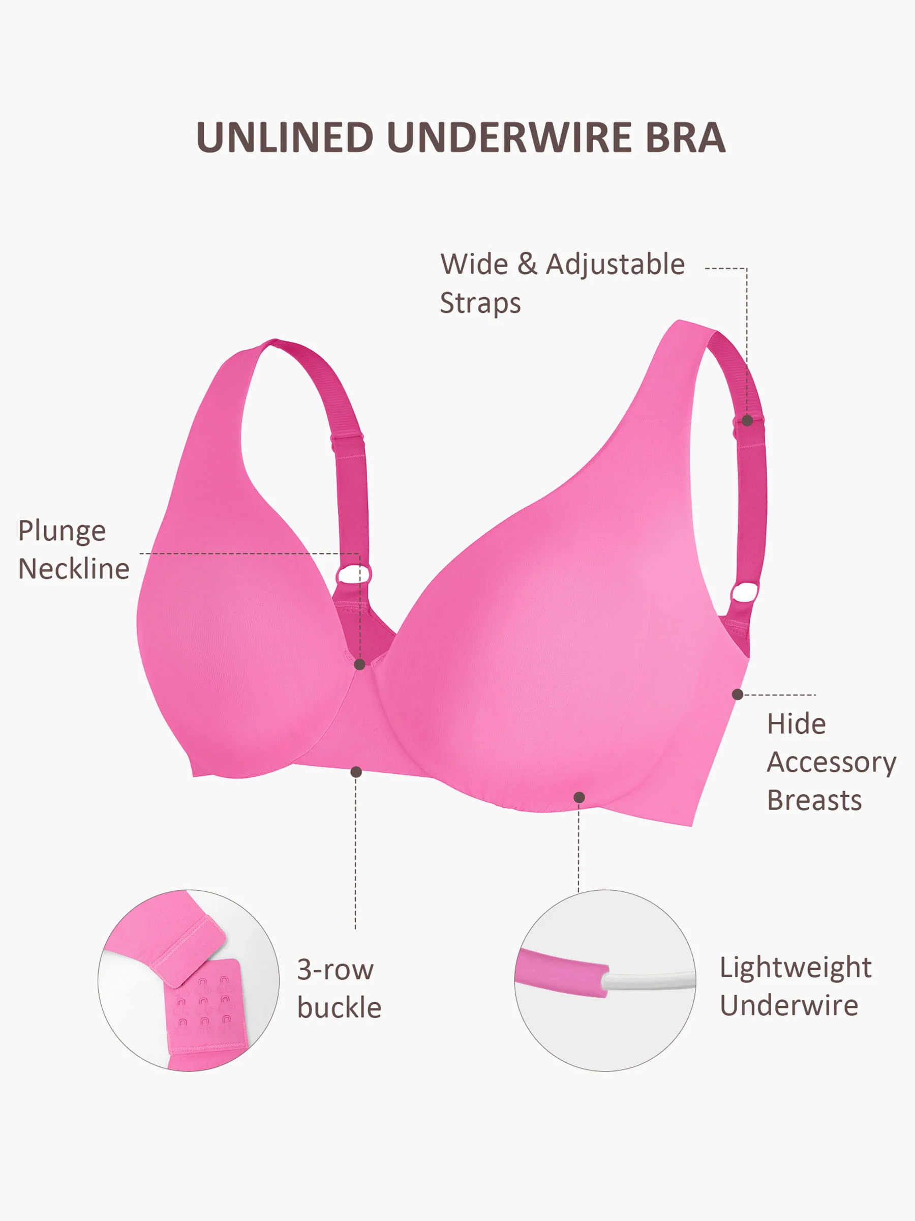 Adjustable-Strap Underwire Plunge Bra - Image 11