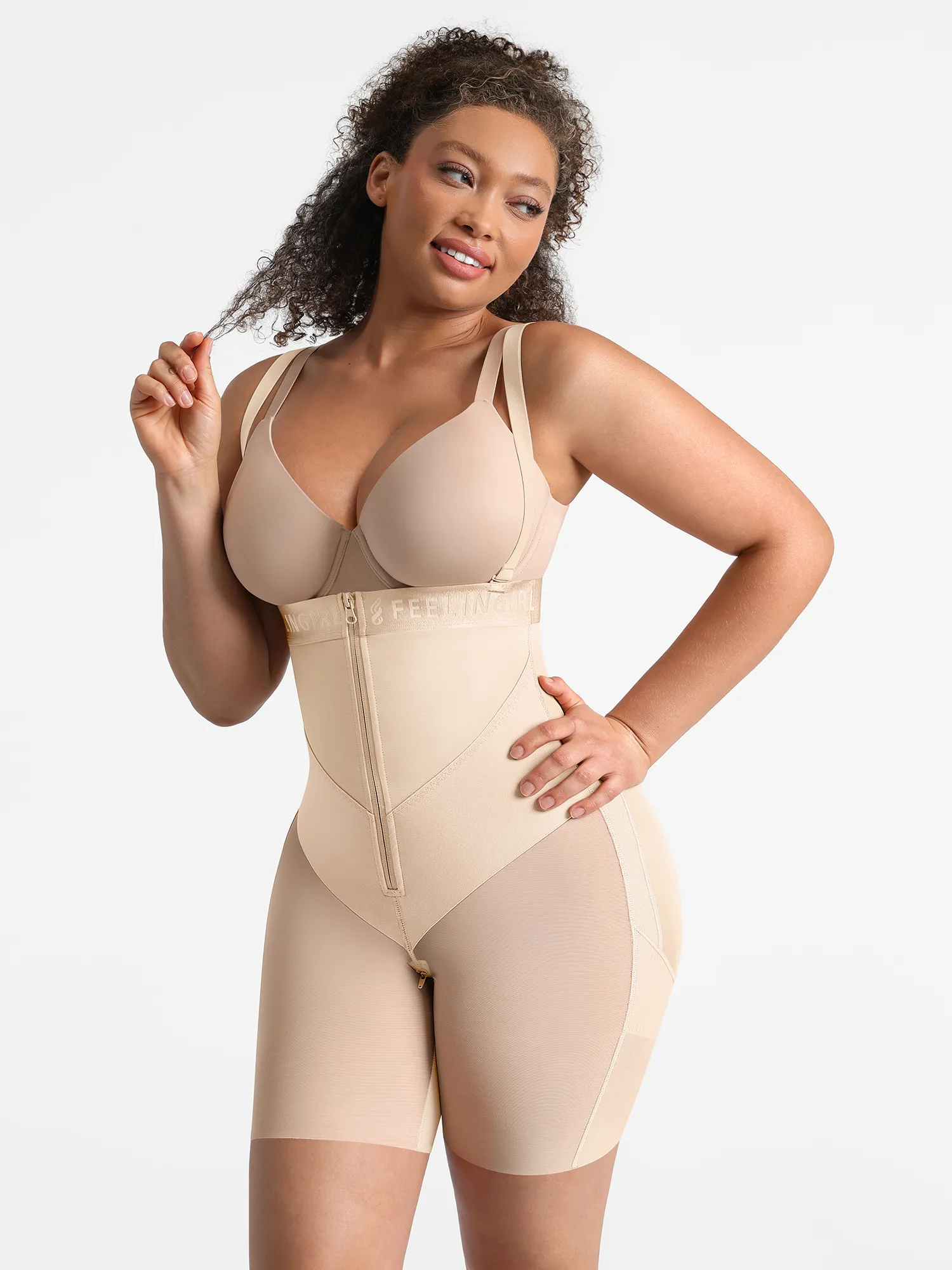 Wide V-neck Belt High-Waist Shaping Shorts - Image 13