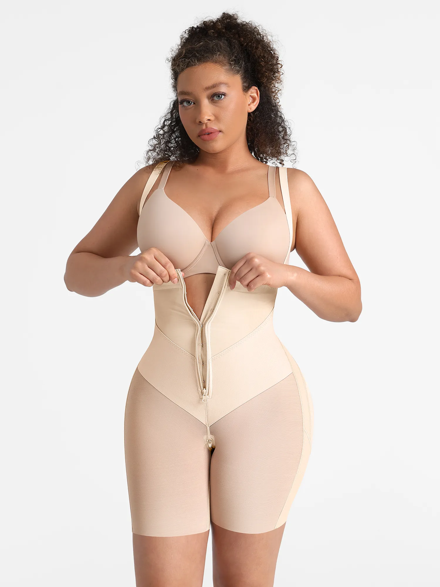 Wide V-neck Belt High-Waist Shaping Shorts - Image 14