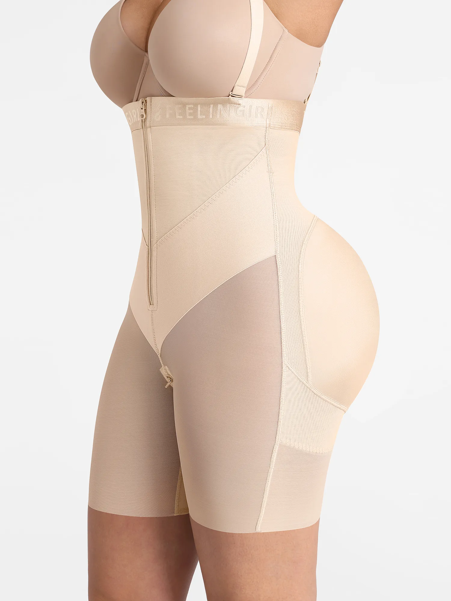 Wide V-neck Belt High-Waist Shaping Shorts - Image 16