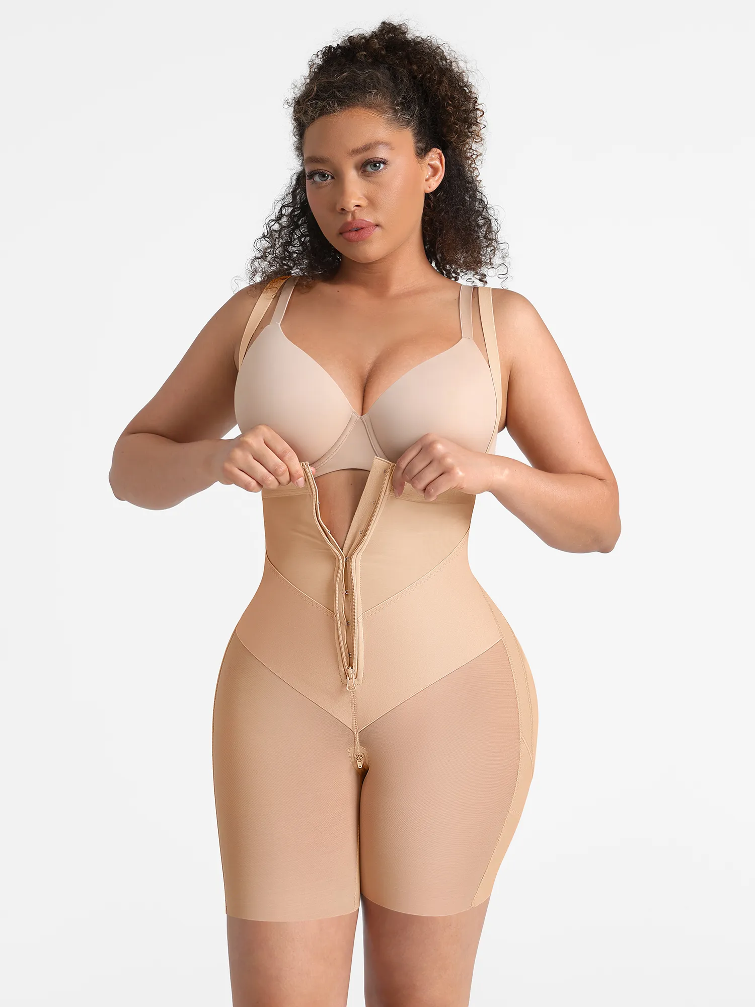 Wide V-neck Belt High-Waist Shaping Shorts - Image 21