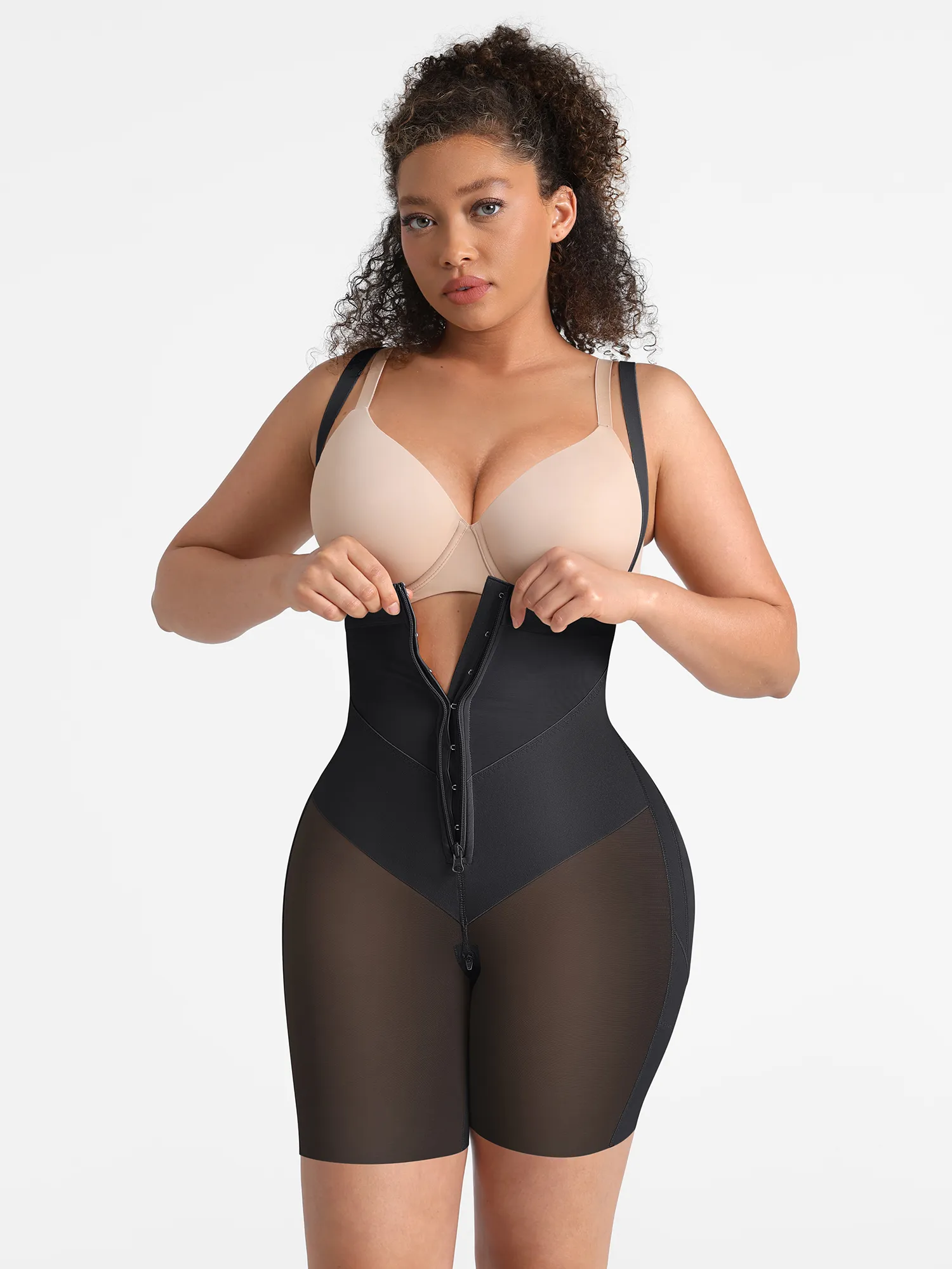 Wide V-neck Belt High-Waist Shaping Shorts - Image 7