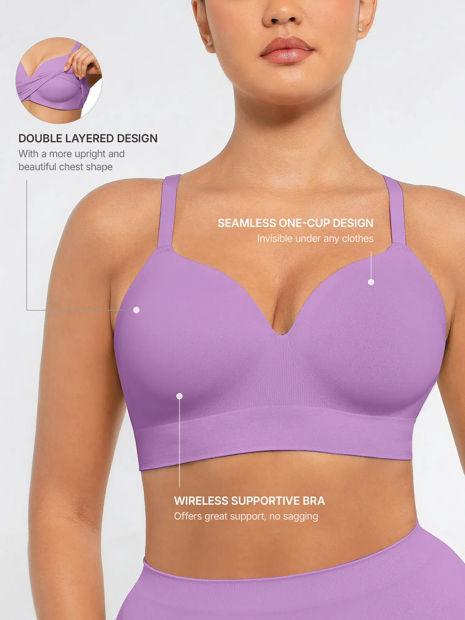 Wireless Push-Up Seamless Comfort Full Coverage Bra - Image 63