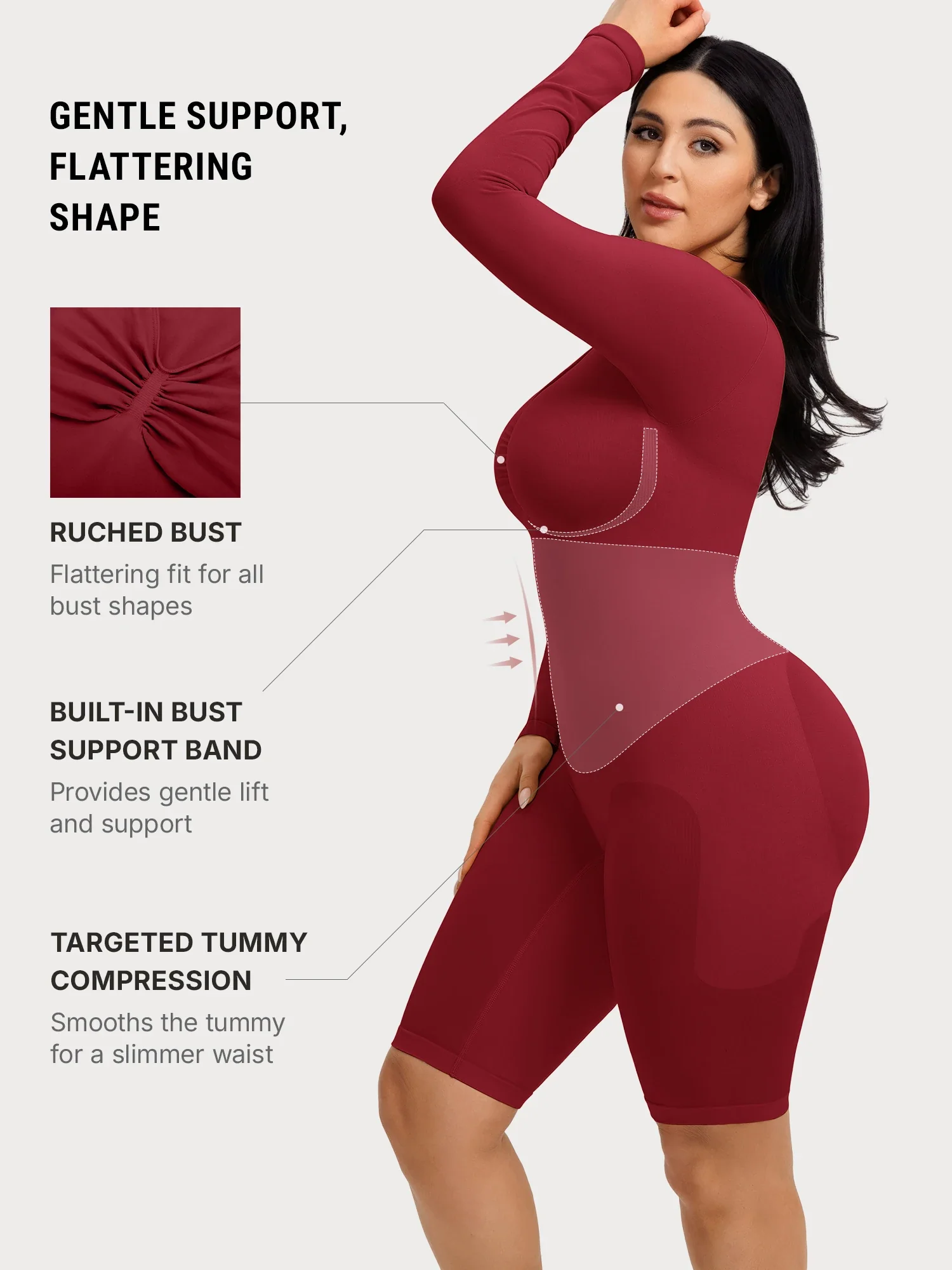Seamless Firm Control Long Sleeve Everyday Bodysuit - Image 3